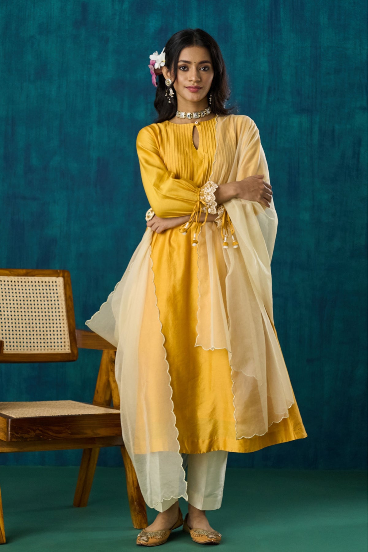 Mango Yellow Flowy Kurta Sets