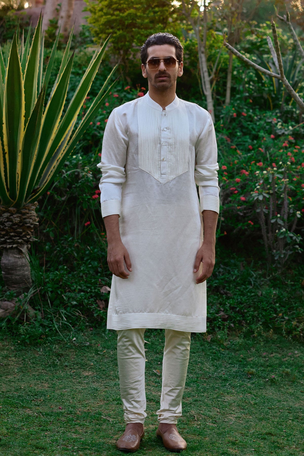 Ivory Pleated Kurta Set