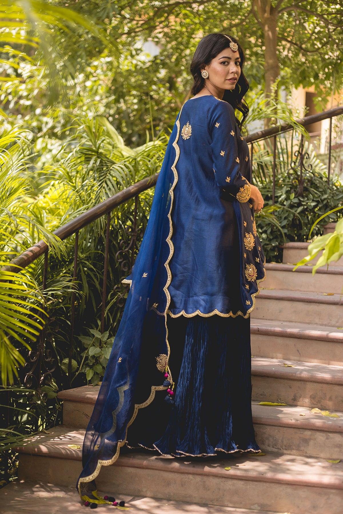 Navy Blue Sharara Set