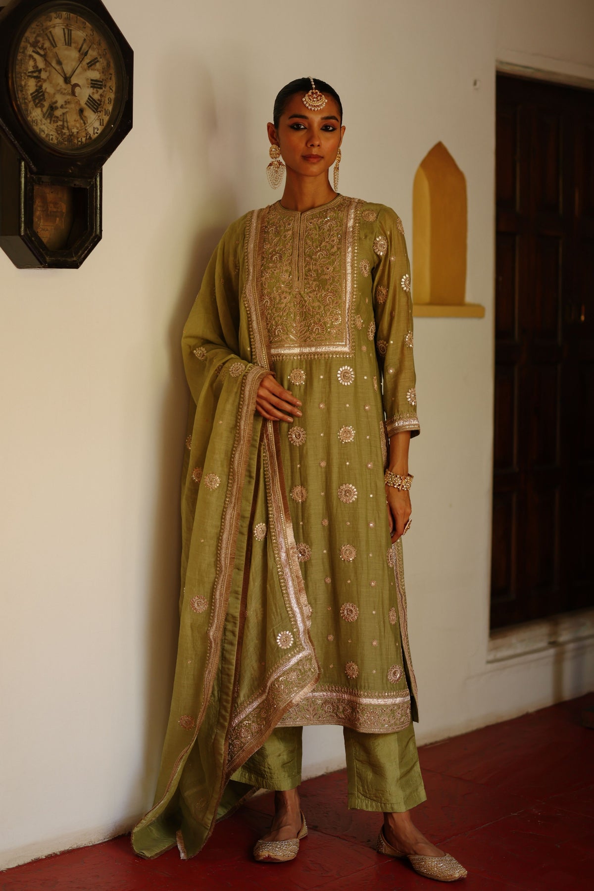 Halfmoon Green Kurta Set