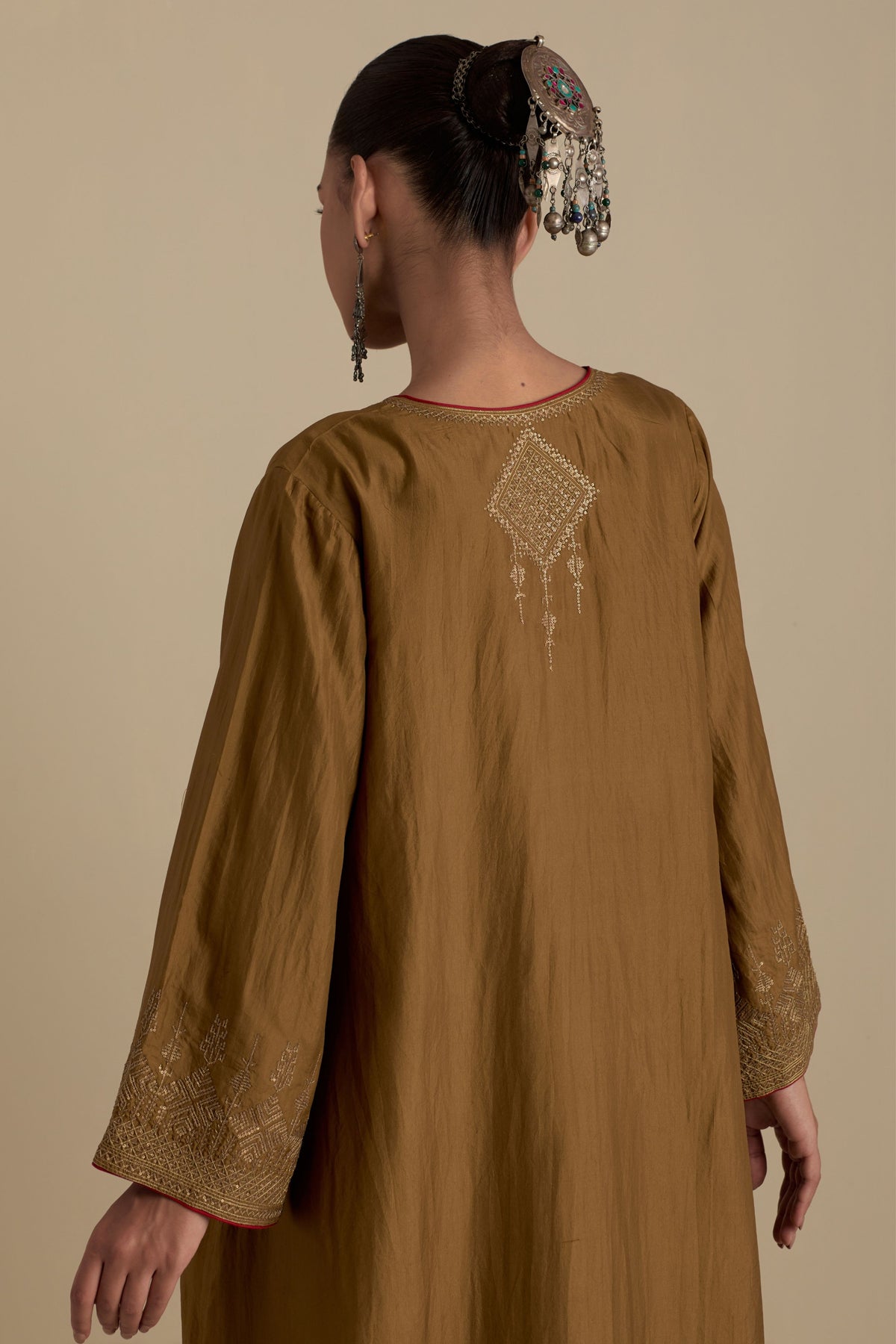 Olive A-line Kurta Set