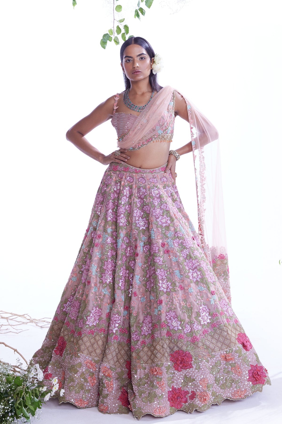 Pink Base Lehenga Set