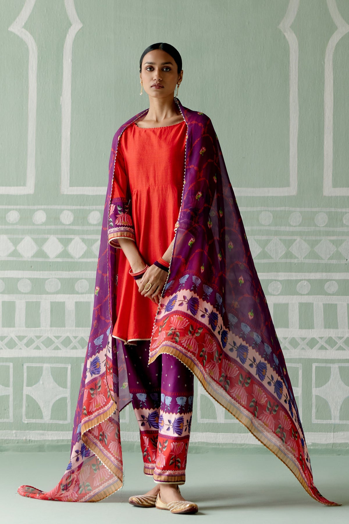 Scarlet &amp; Purple Kurta Set