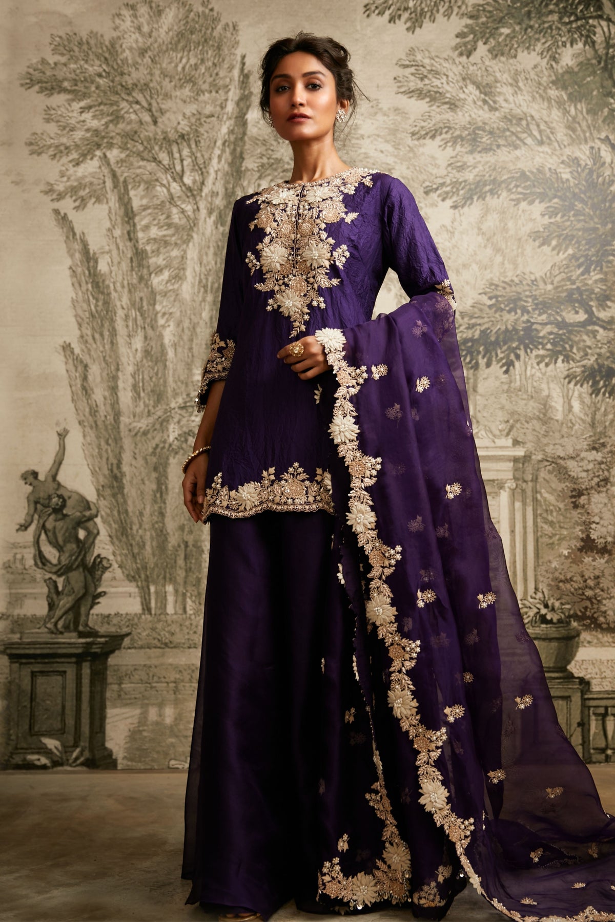 Dark Purple Short Kurta Set