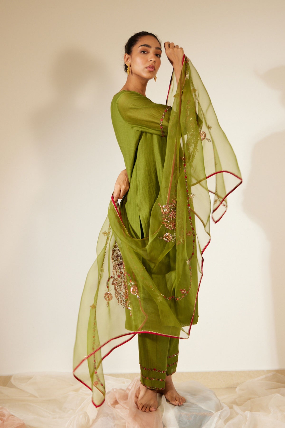 Green Dhuleti Kurta