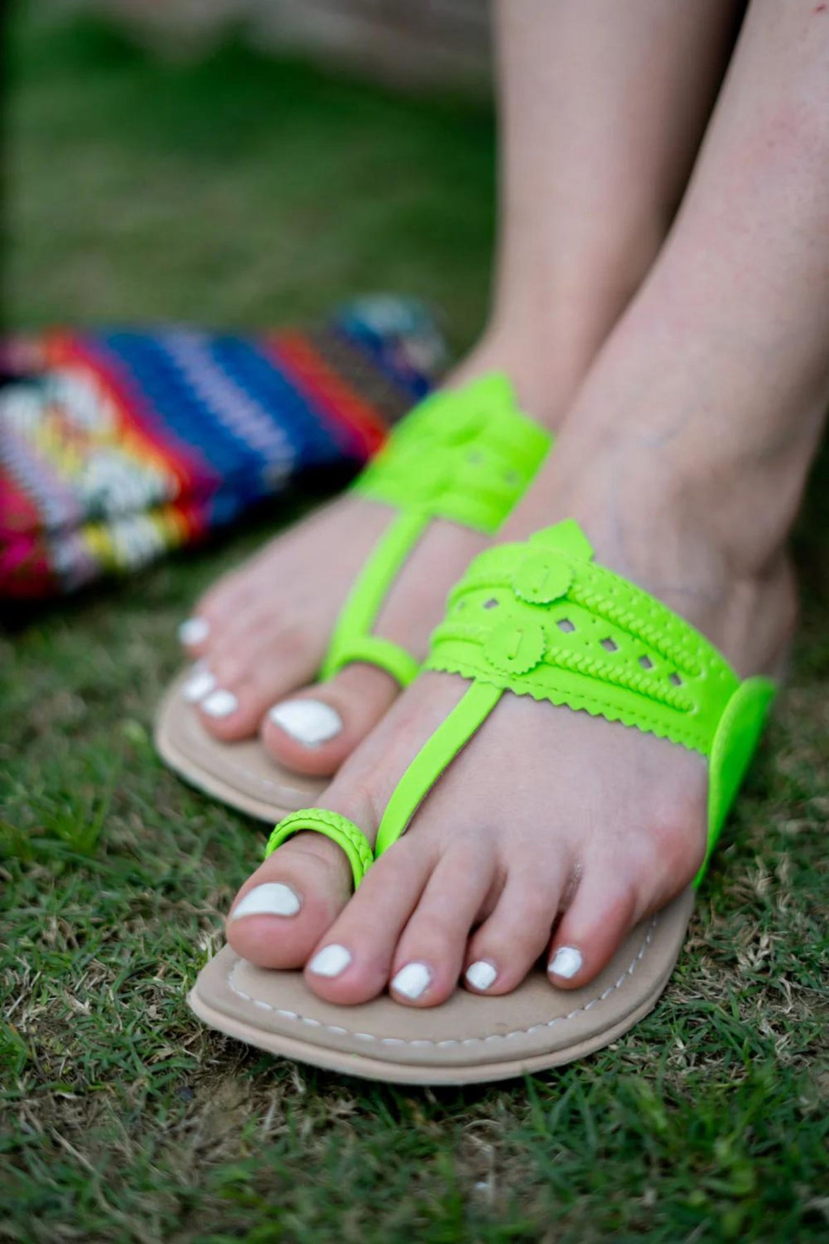 Peggy Fluoro Kolhapuri Sandals