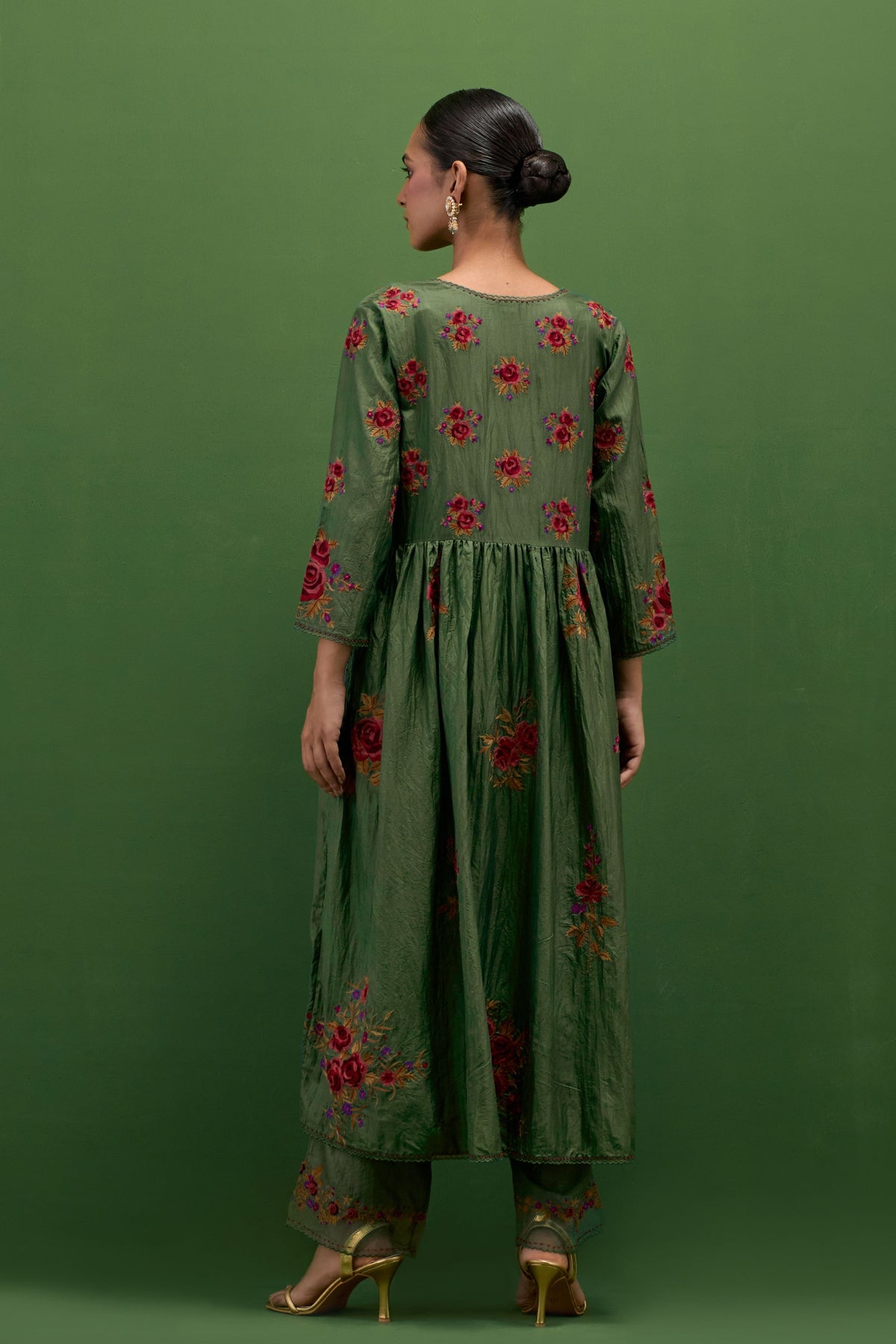 Brunswick Green Floral Kurta Set