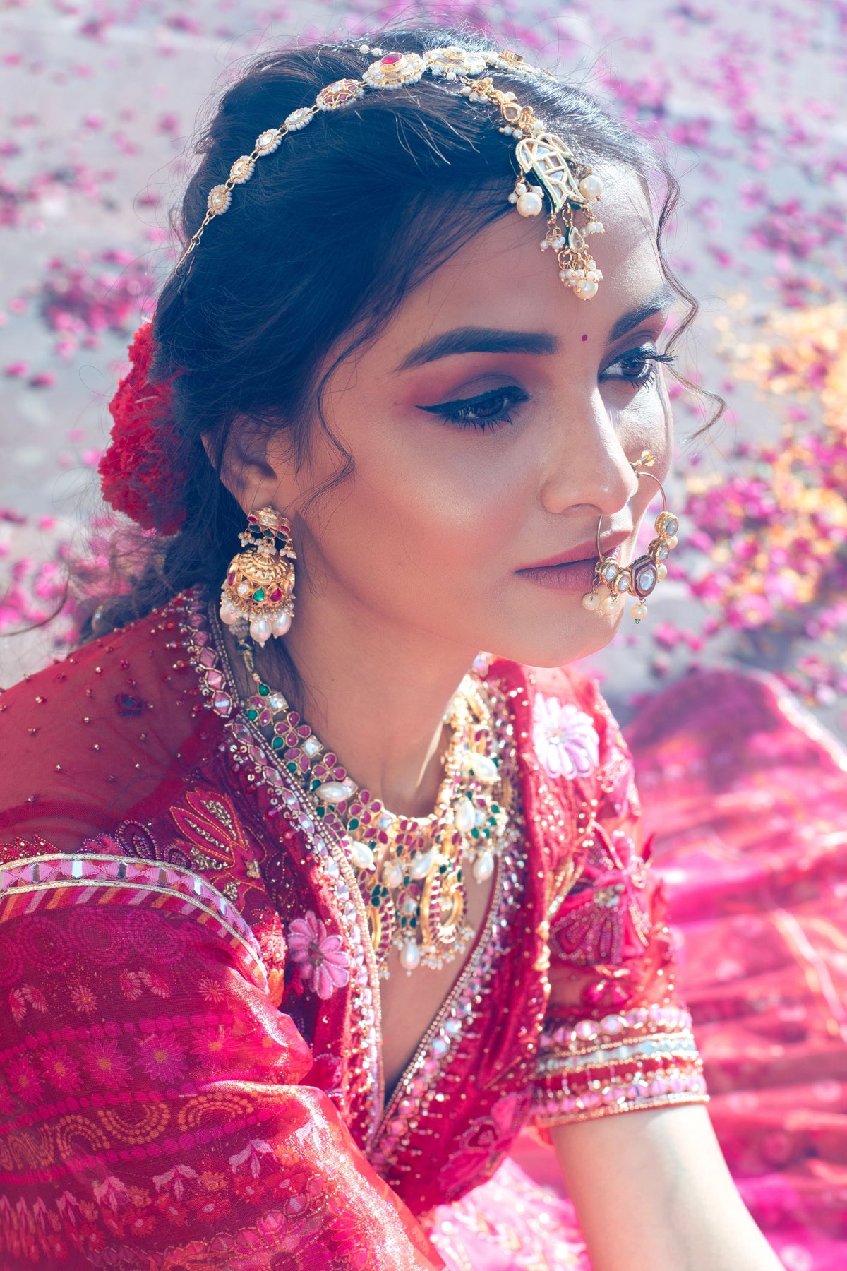 Maroon Embroidered and Printed Lehenga Set