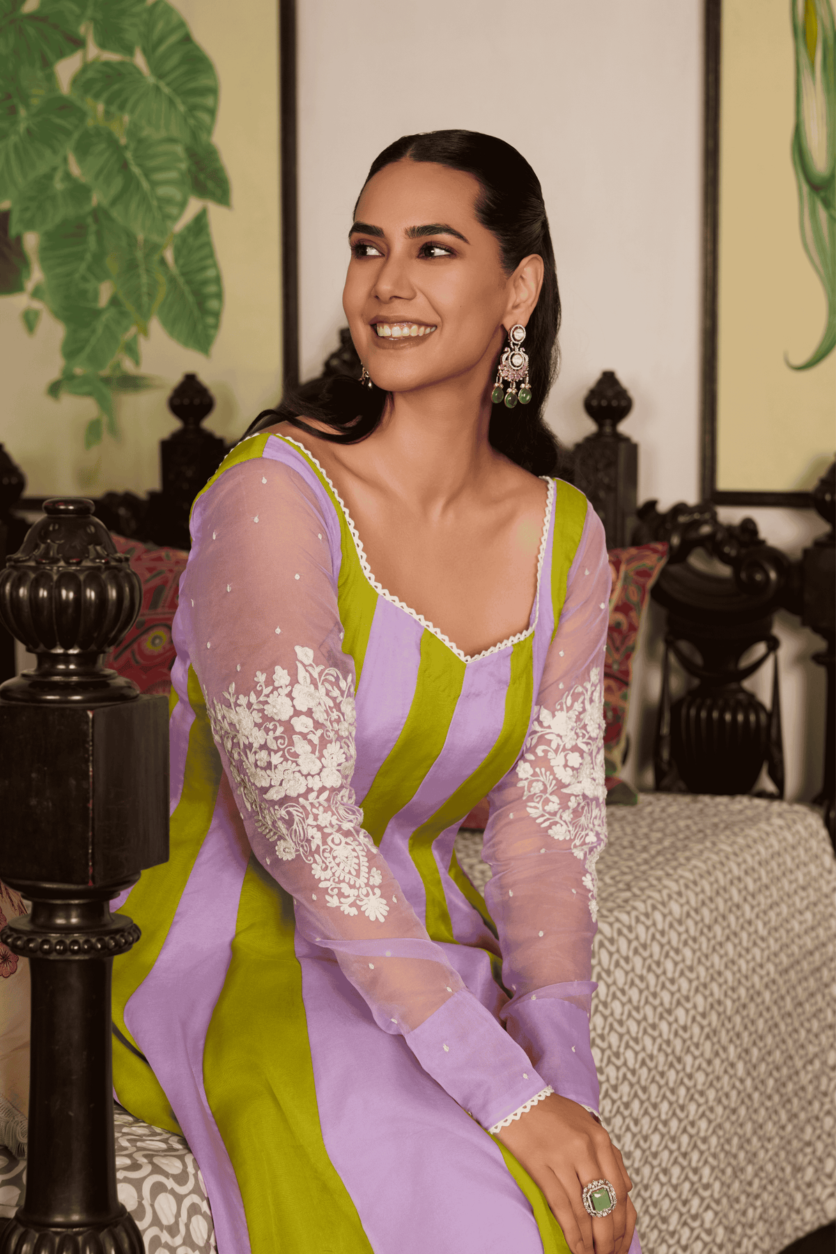 Lavendar Anarkali Set