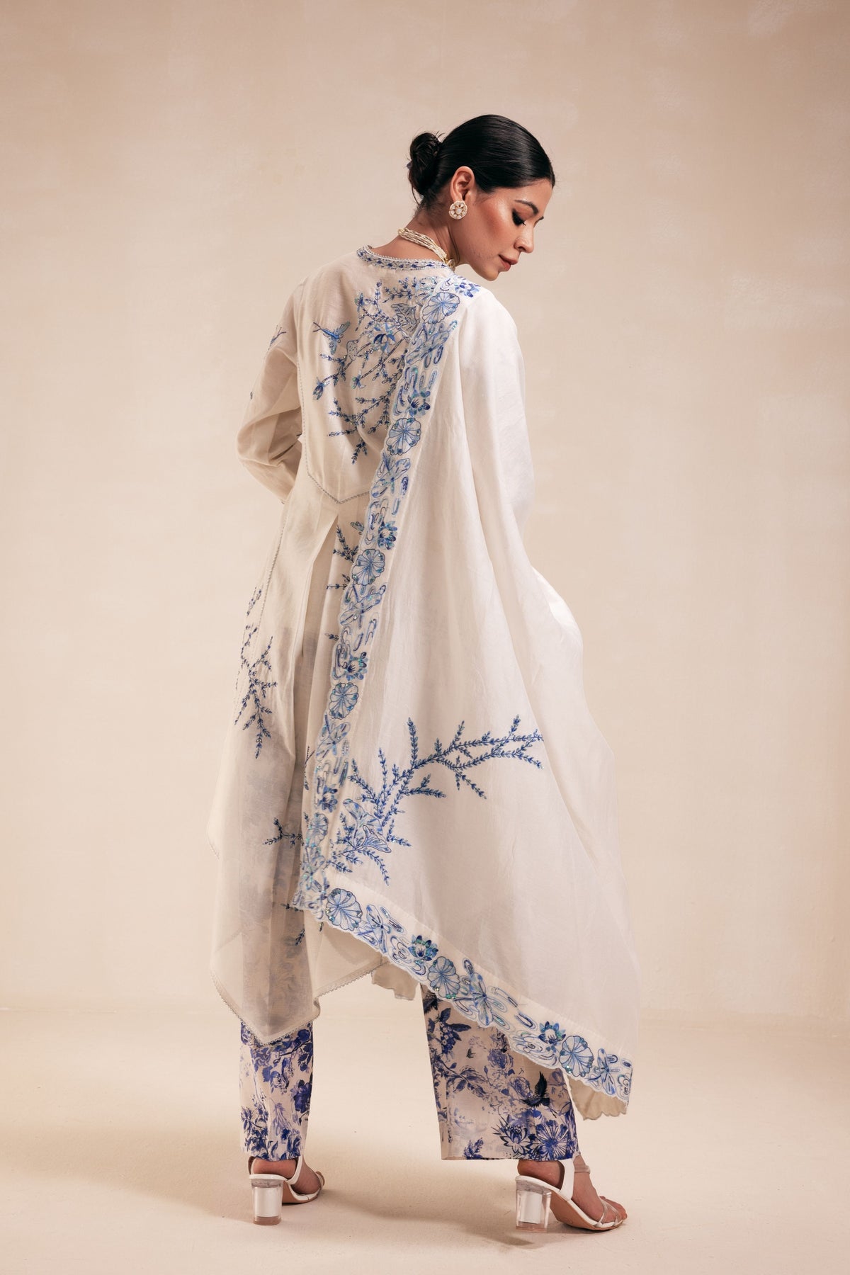 Blue Scalloped Kurta Set