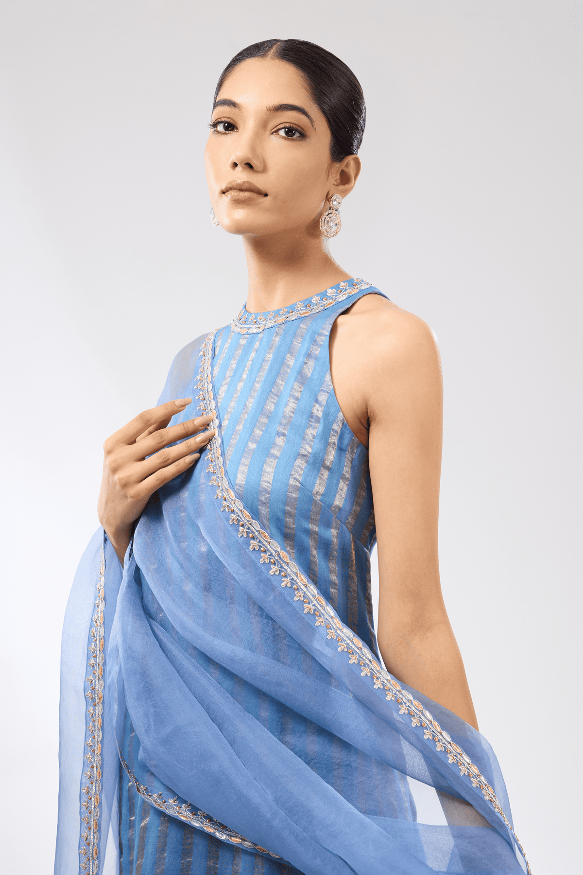 Gota Patti Blue Kurta Set