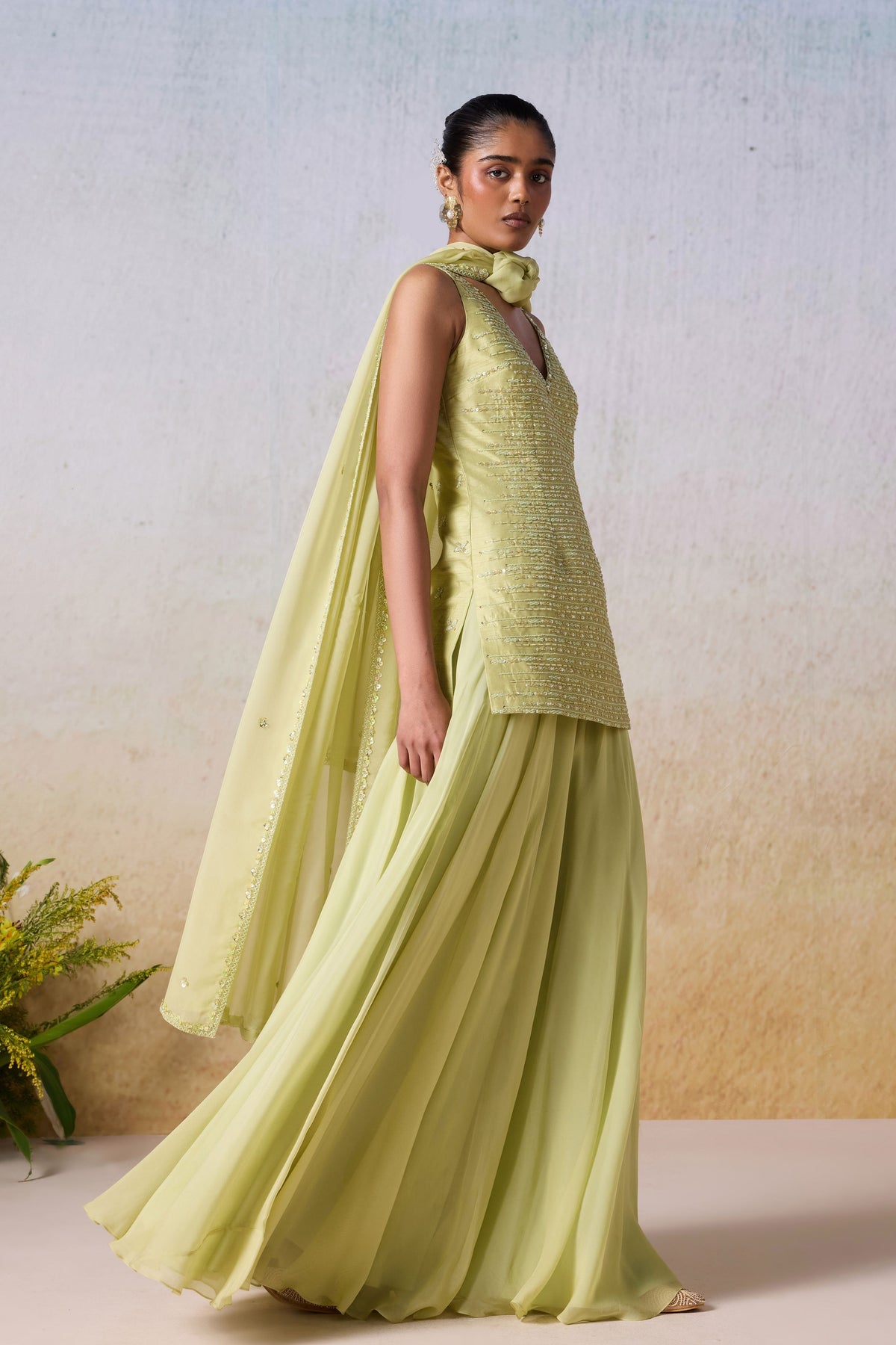 Sage Green Sharara Set