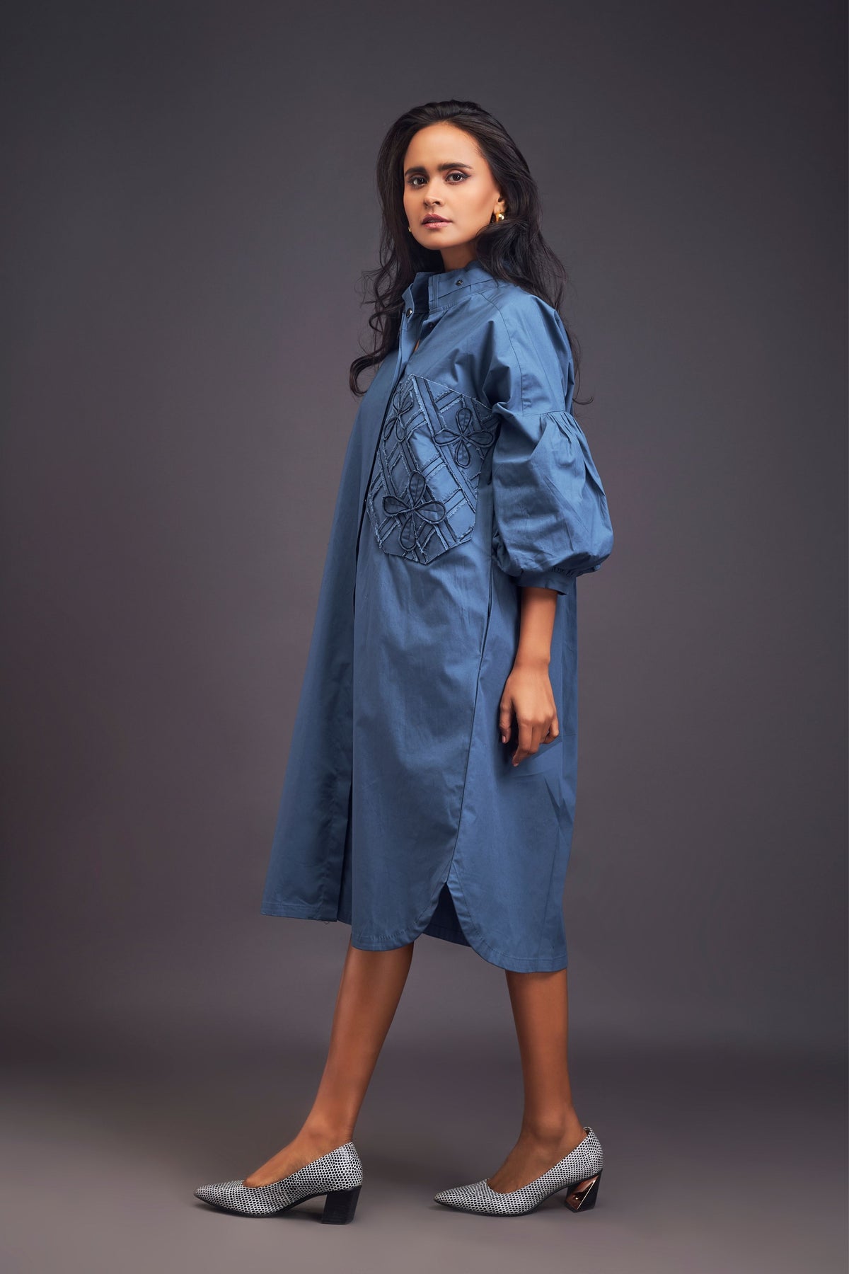 Blue Oversized Shirt Dress