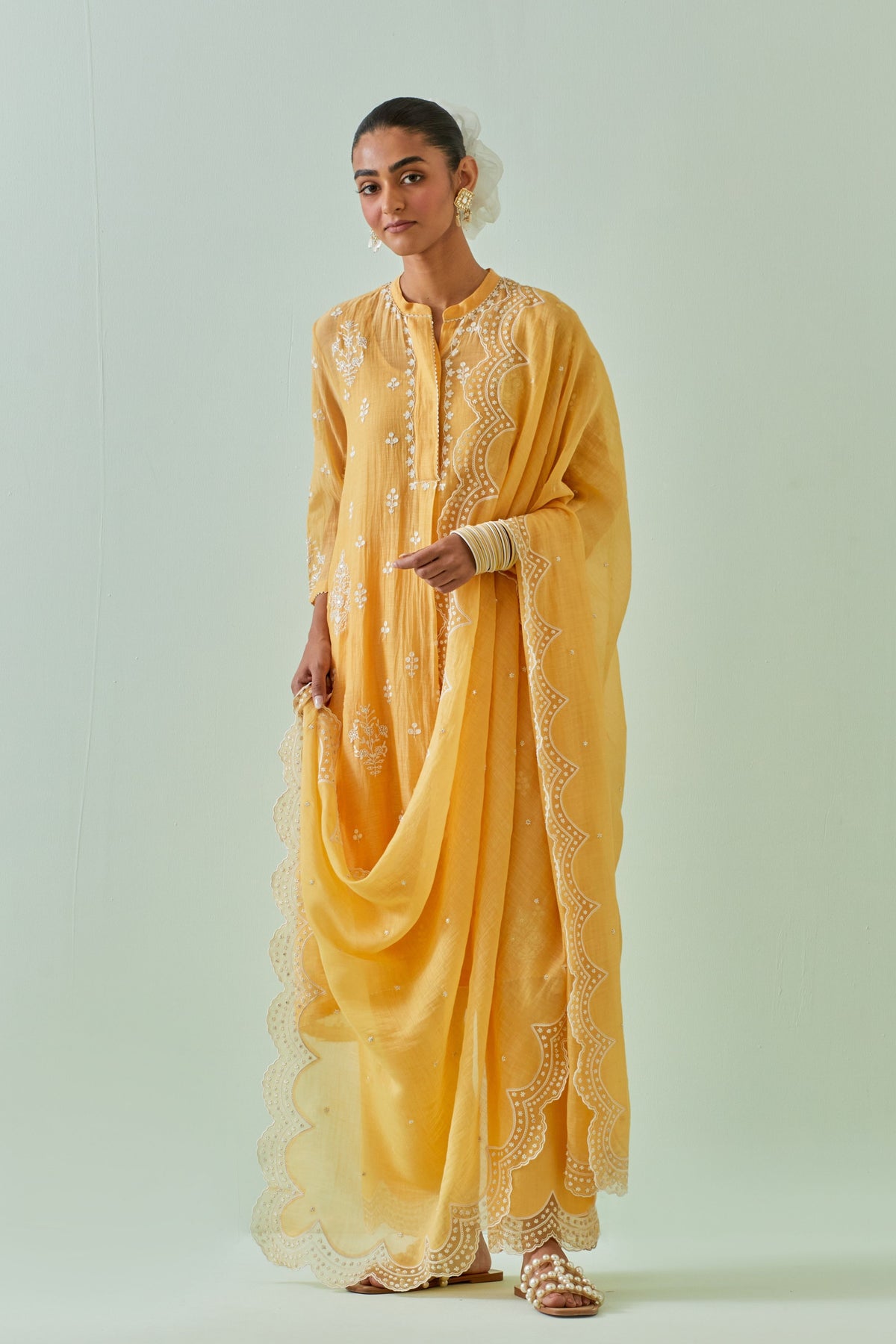 Yellow Dori Embroidery Kurta Set