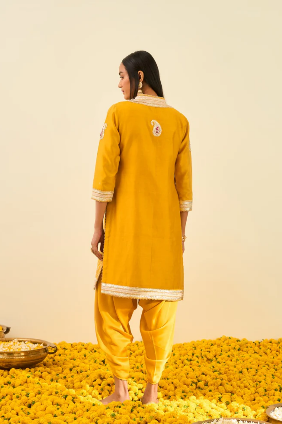 Aliza glaze mustard kurta set