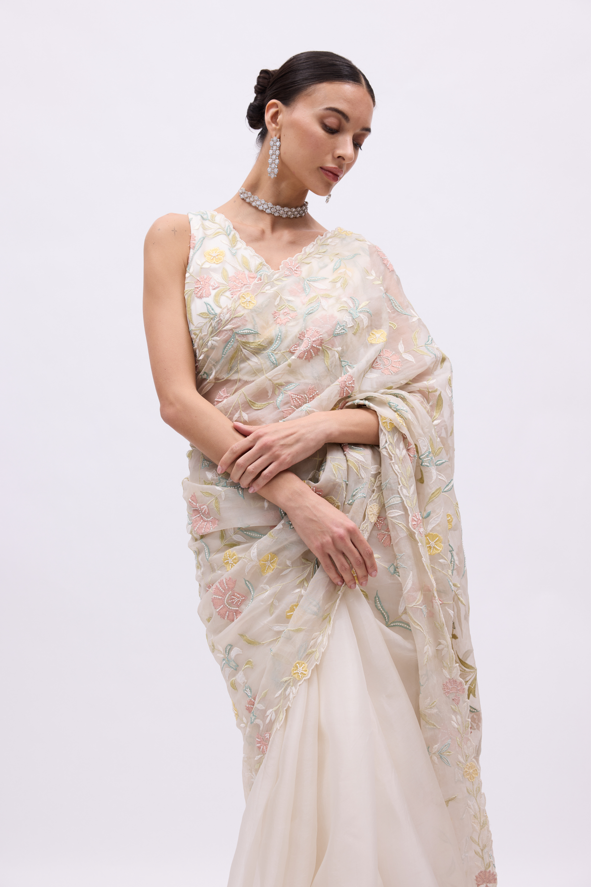 Applique In Bloom Saree Set