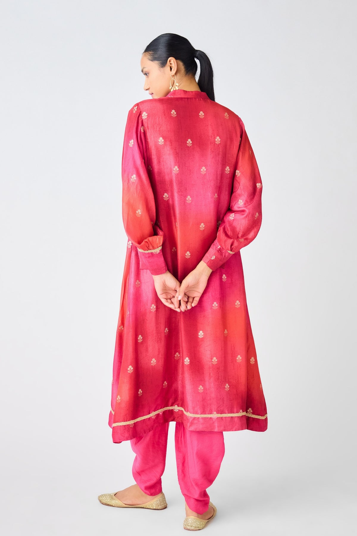 Rust Banarasi Silk Tunic Set