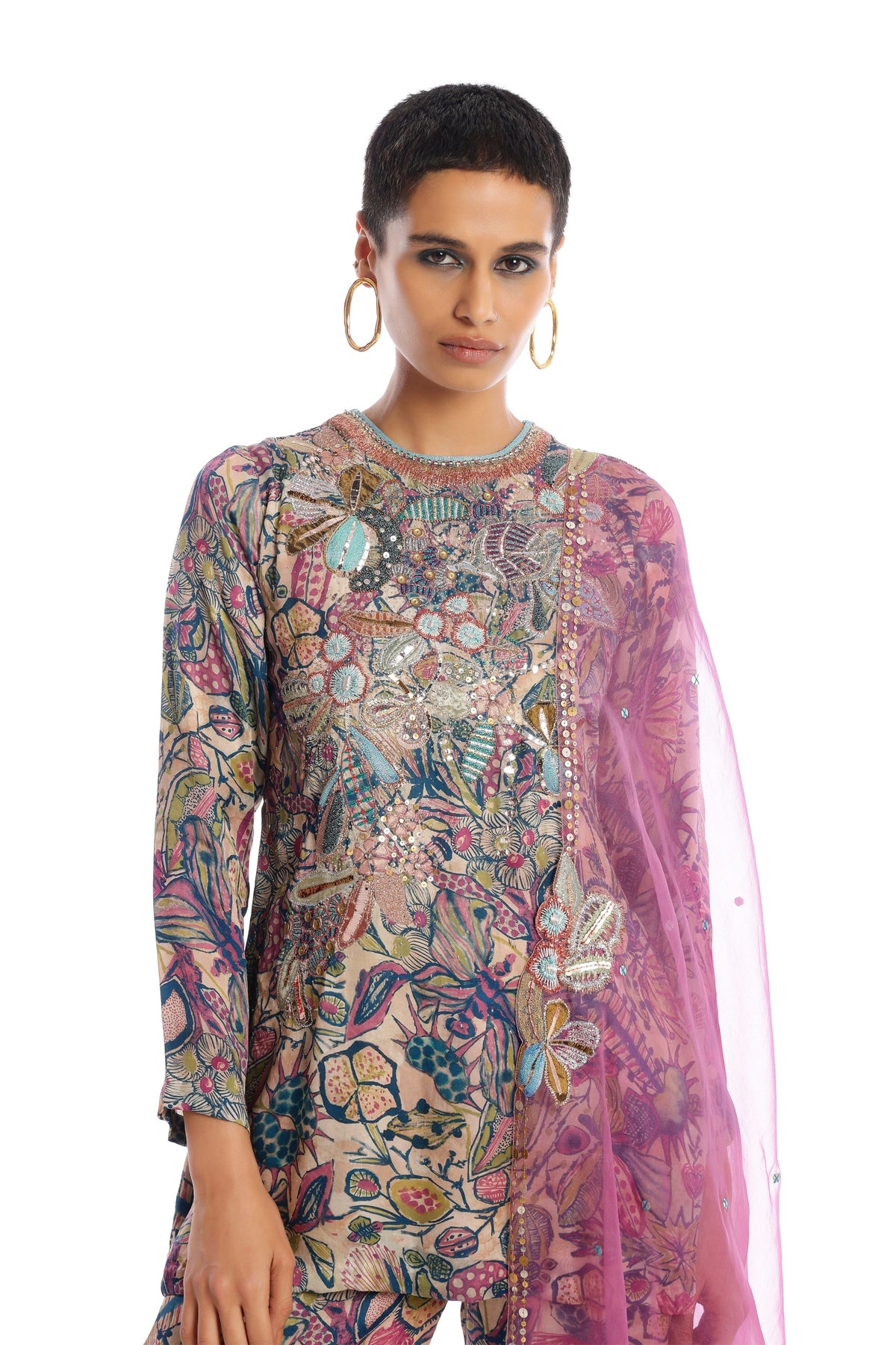 Pink &amp; Green Euphoria Kurta Set