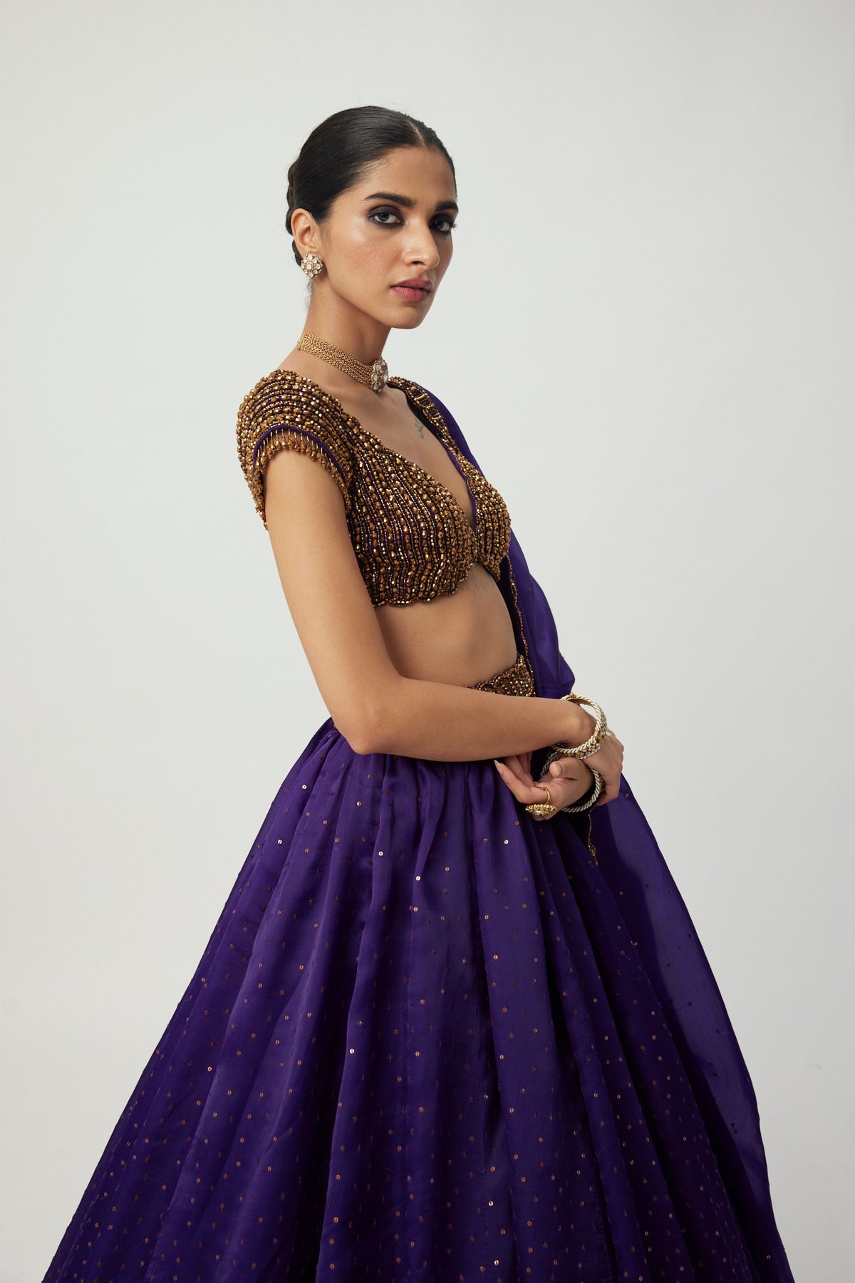 Royalty Purple Scattered Lehenga Set