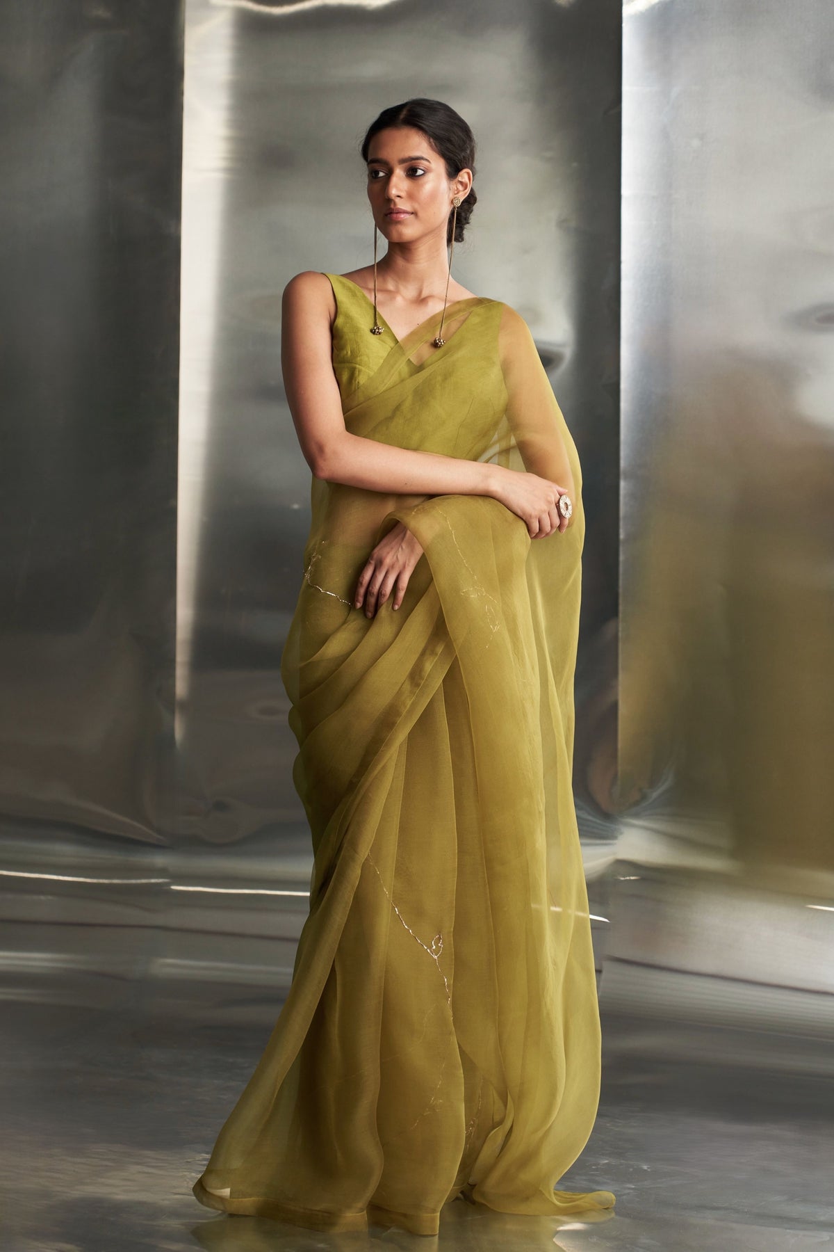 Berry Green Saree Set