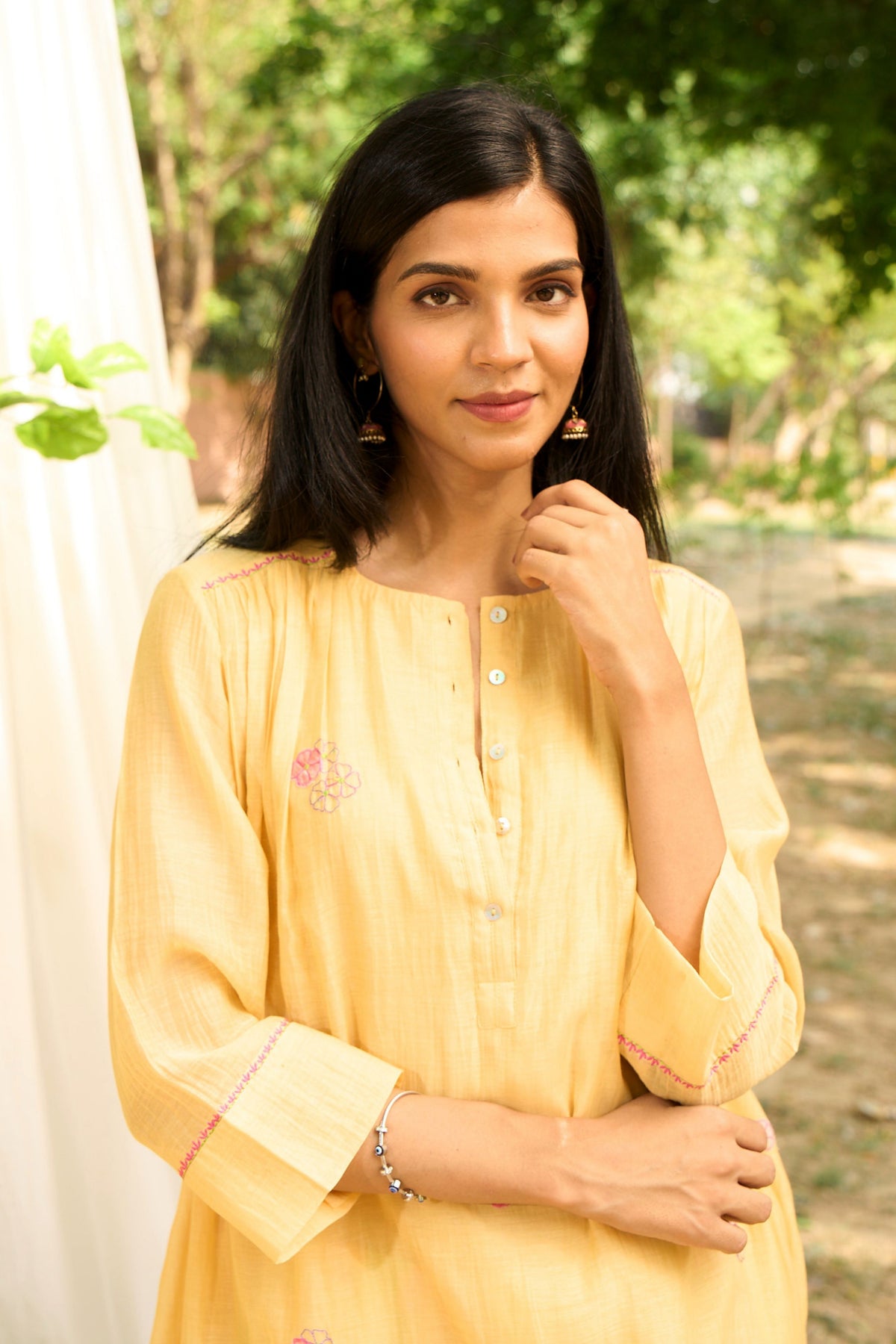 Yellow Kurta Set With Delicate  Embroidery