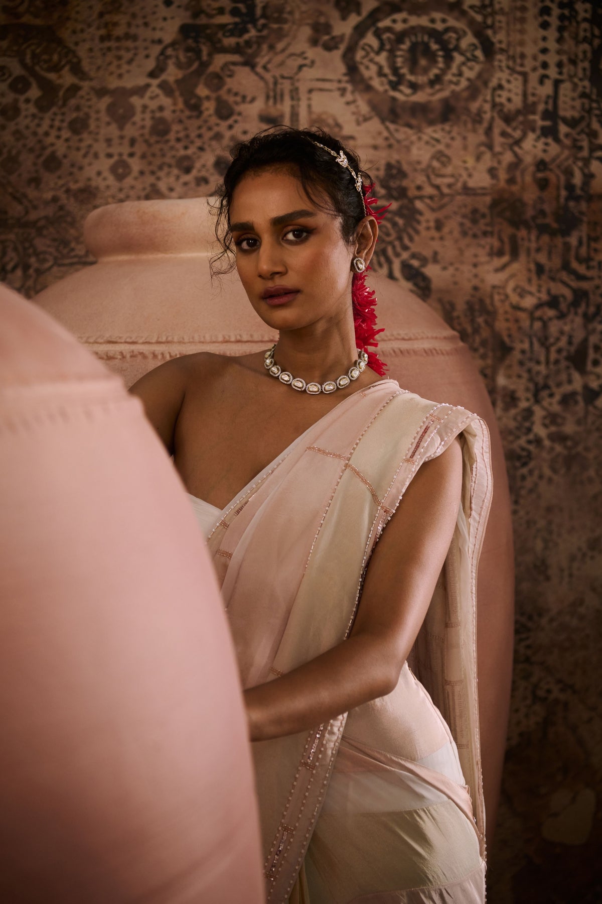 White Embroidered Saree