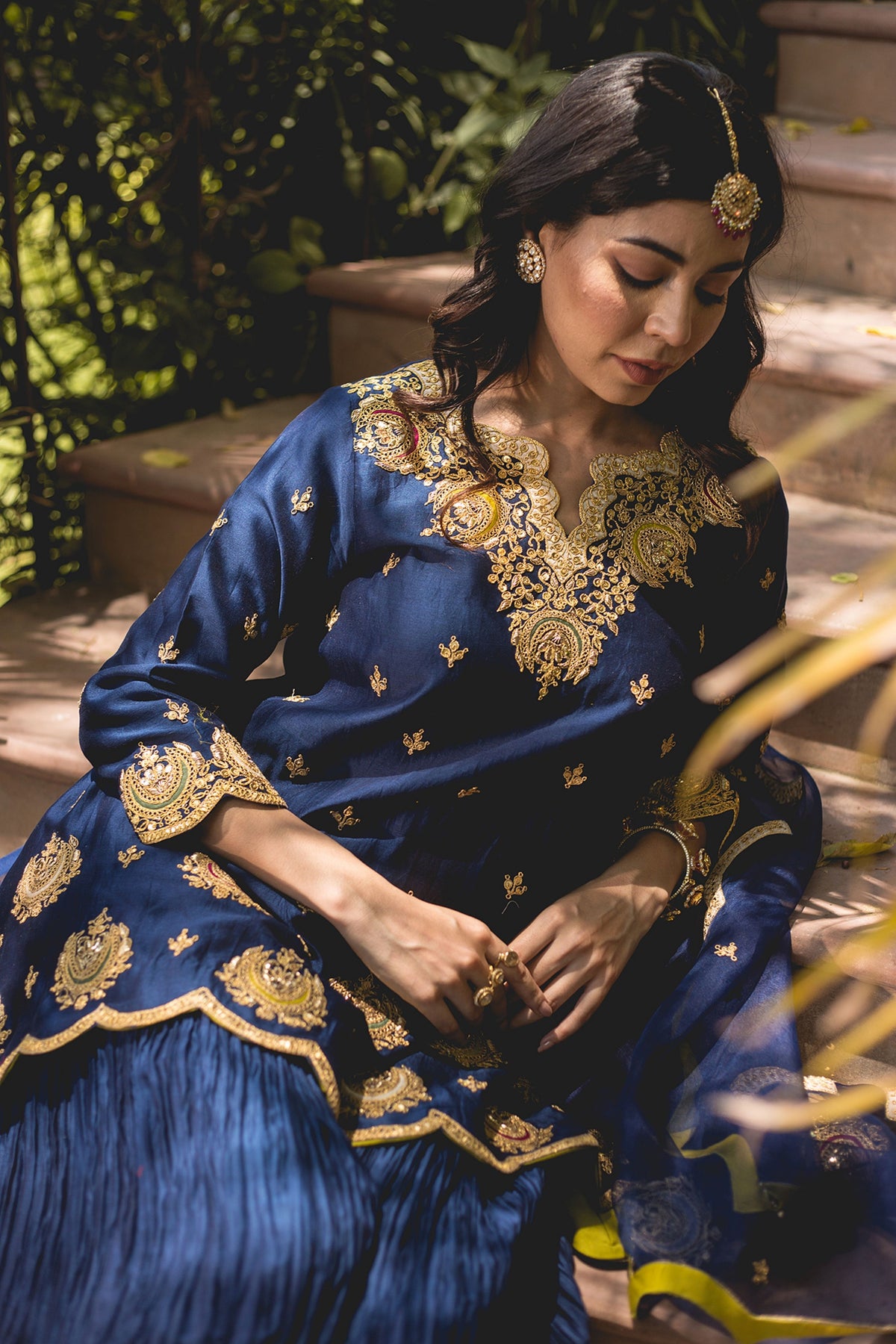 Navy Blue Sharara Set