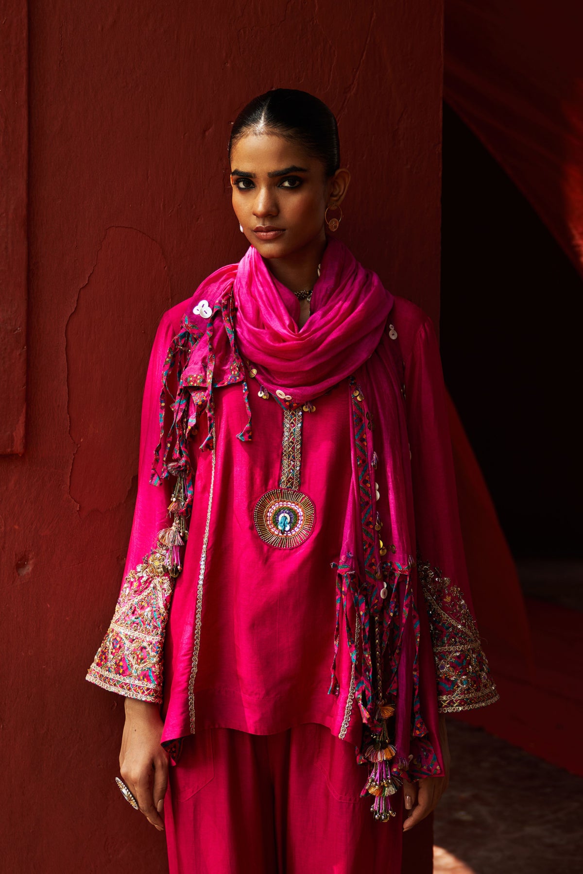 Pink Embroidered Kurta Set