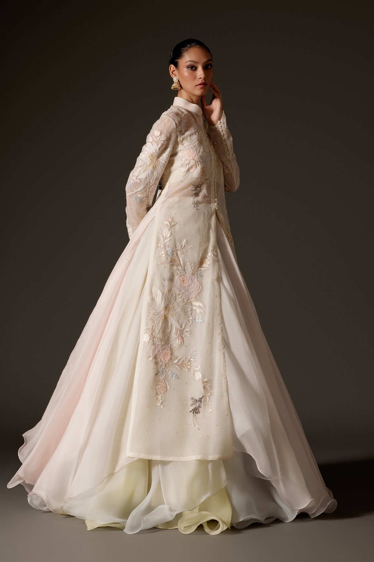 Ivory Long Jacket Hand Embroidery