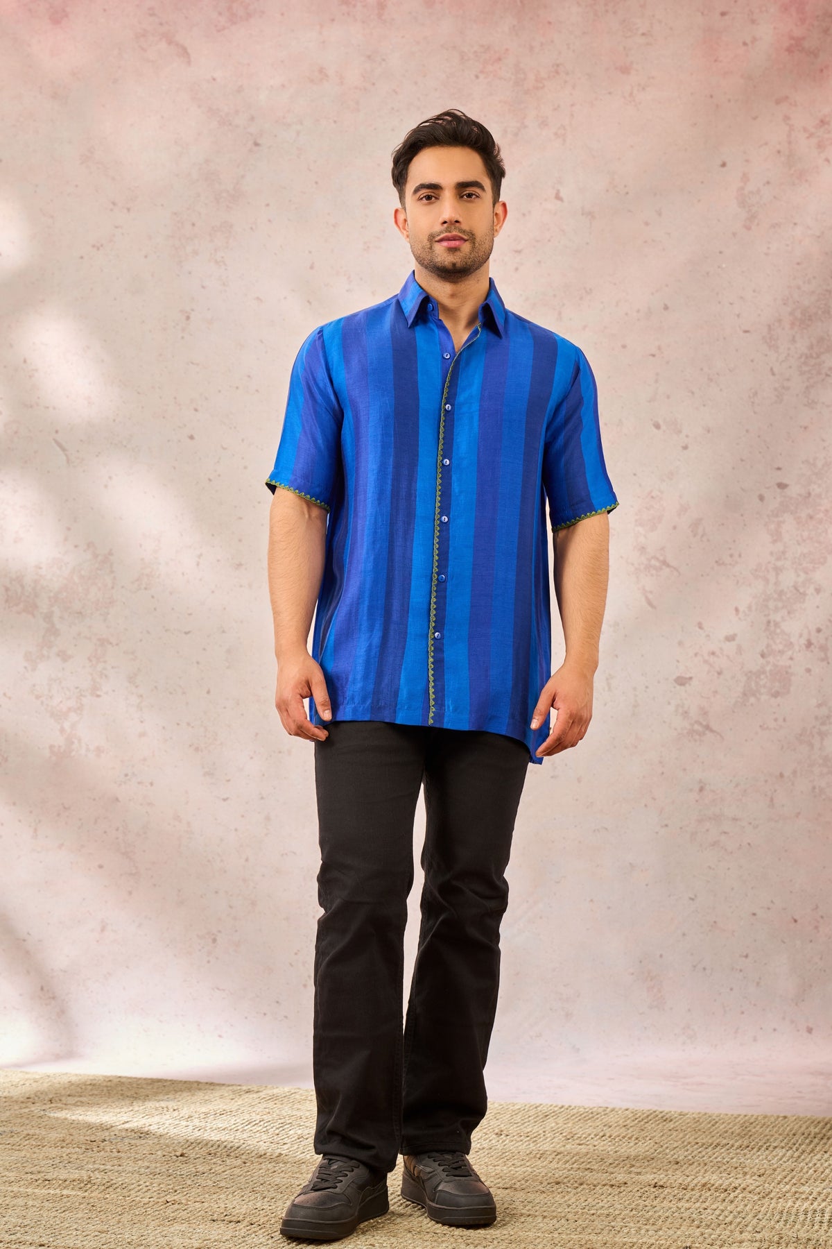 Blue Palm Stripe Shirt