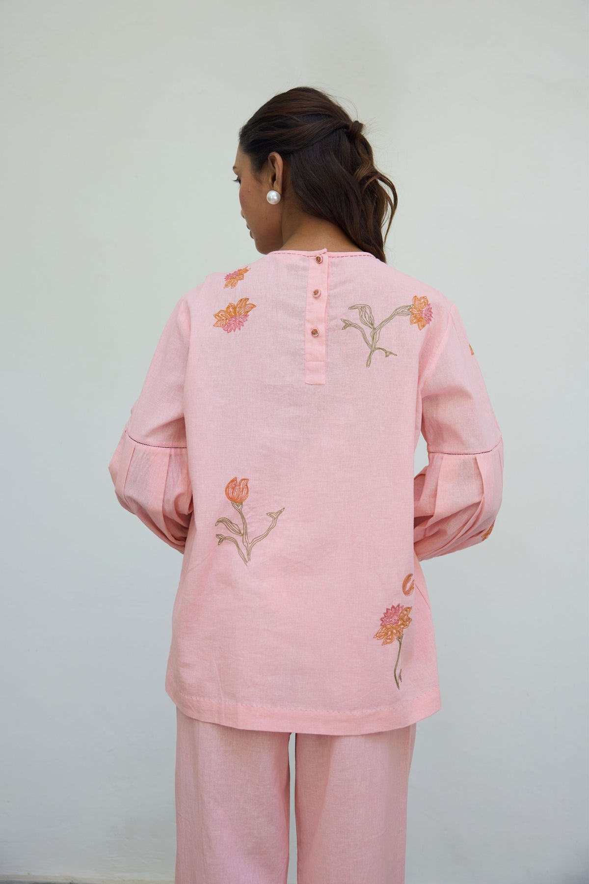 Hand Embroidered Pink Cotton Top