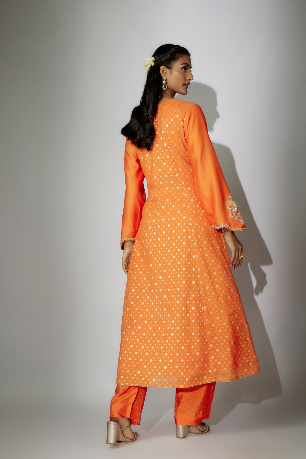 Orange Chanderi Kurta Set