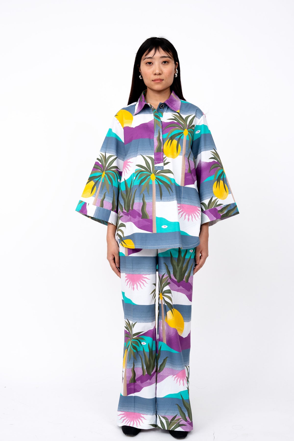 Island Print Classic Tunic Shirt