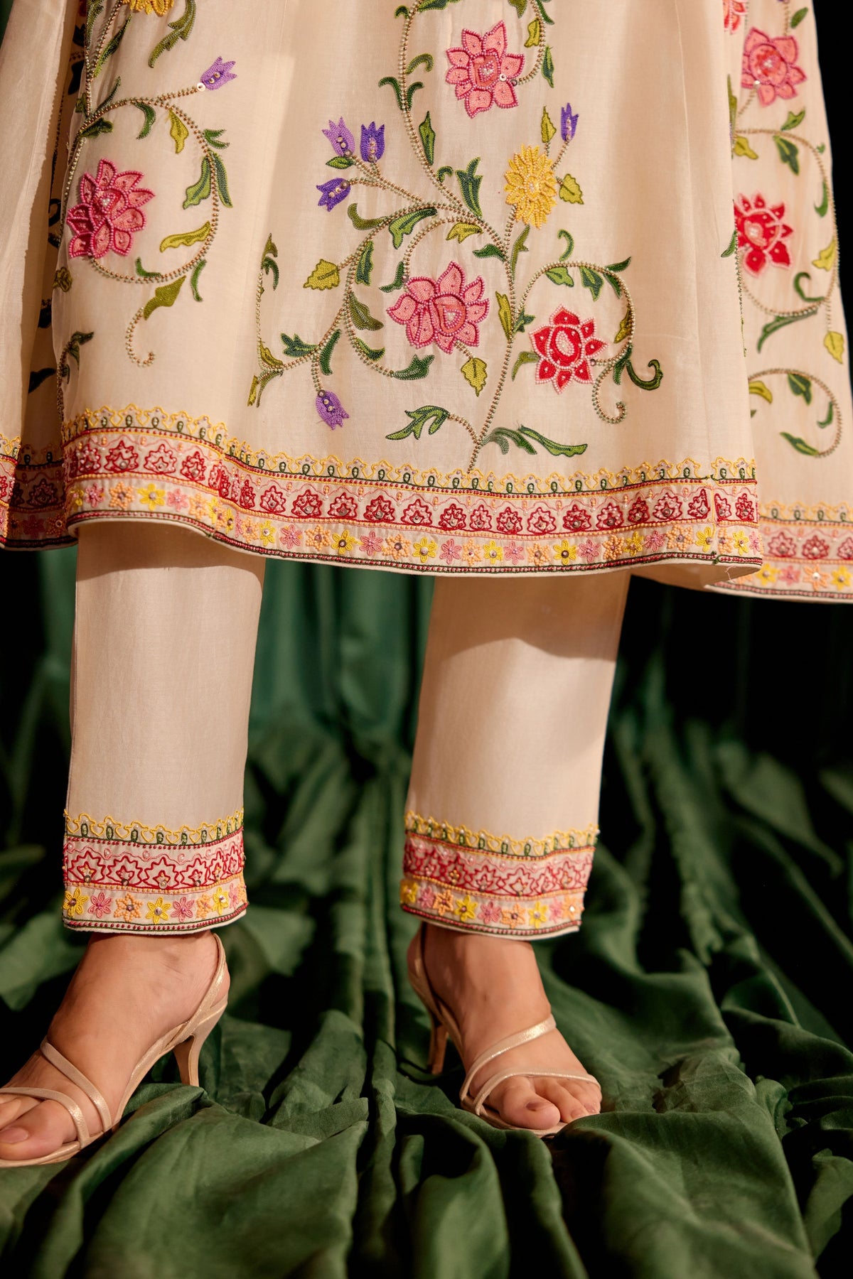 Ivory Embroidered Flared Kurta Set