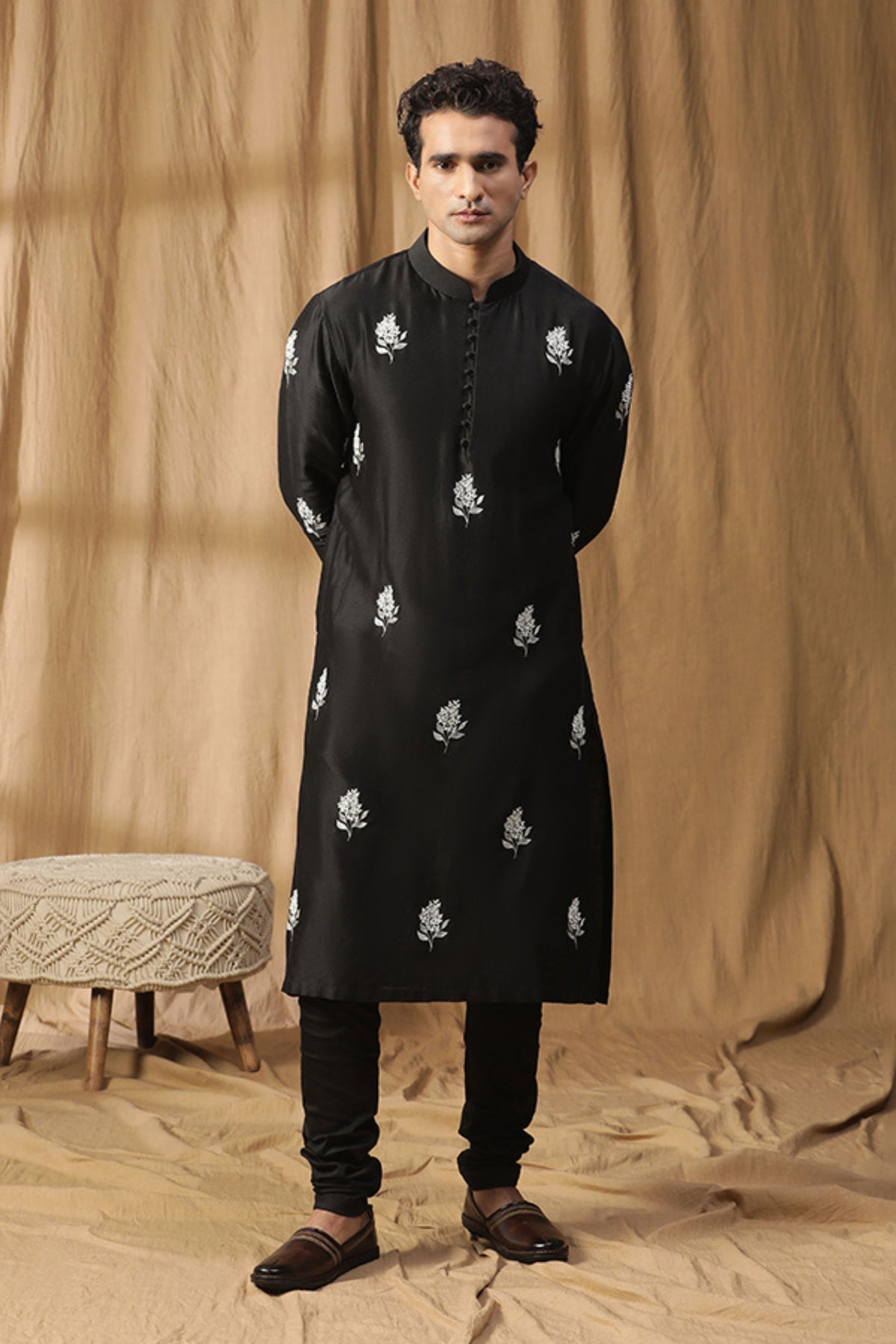 Black Parijaat Kurta Set