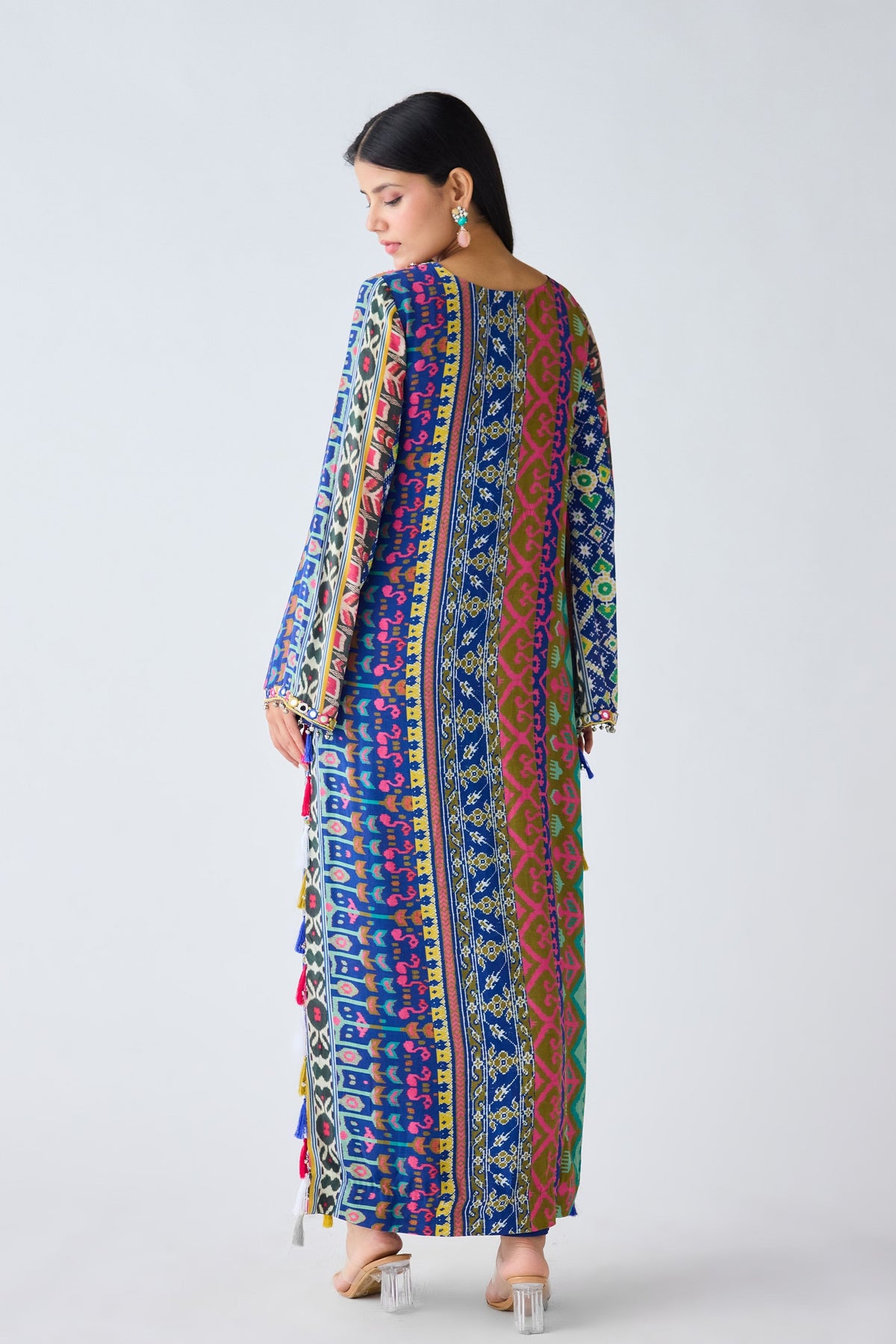 Blue Printed Crepe Tunic Set