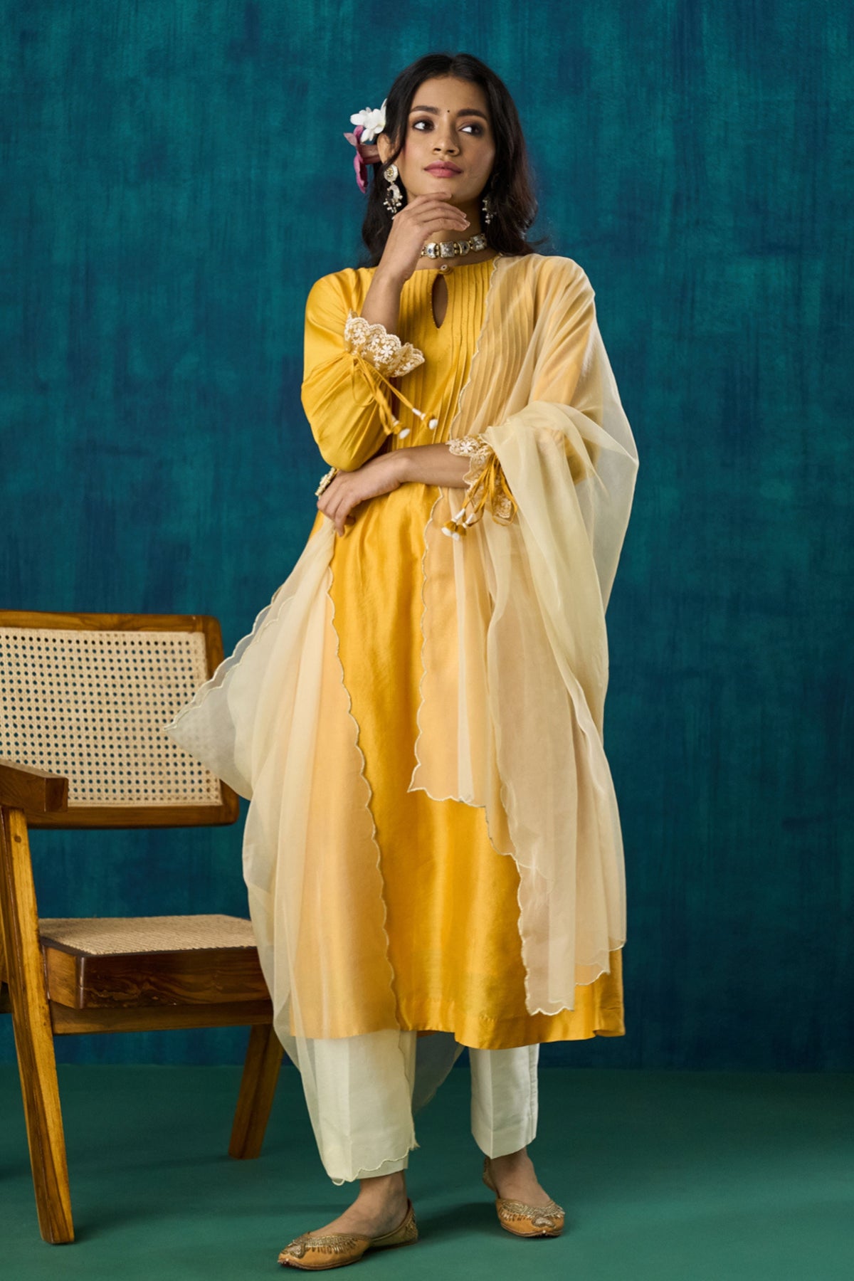 Mango Yellow Flowy Kurta Sets