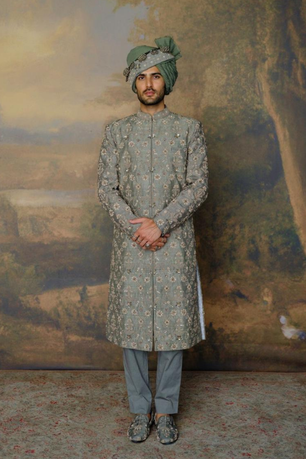 Mint Green Sherwani Set