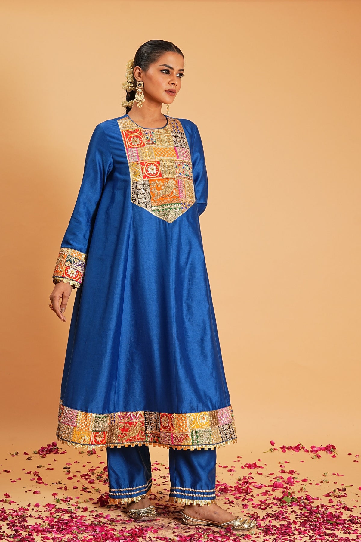 Blue Chanderi Kurta Set