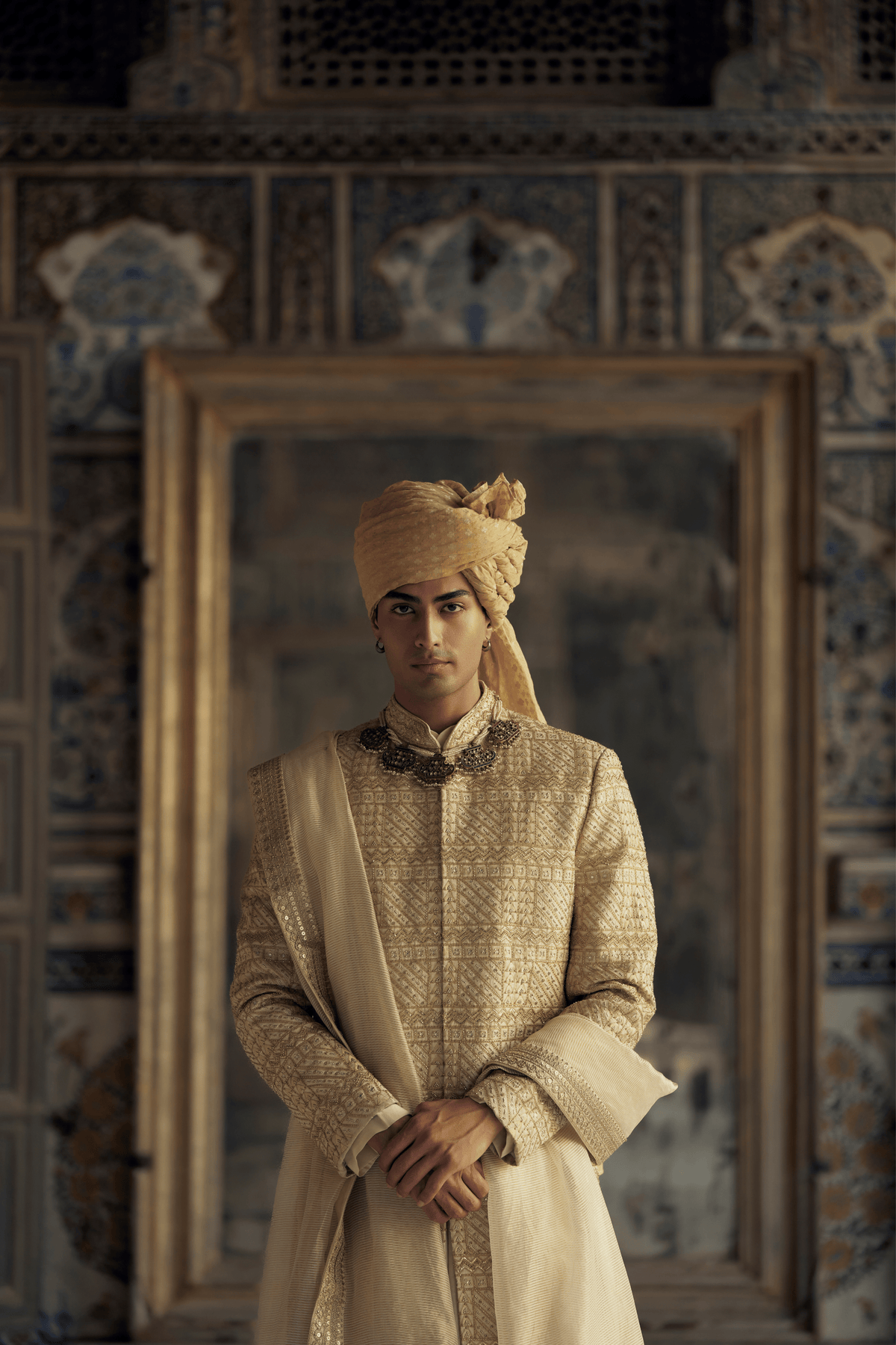 Gold Sherwani With Kurta Set