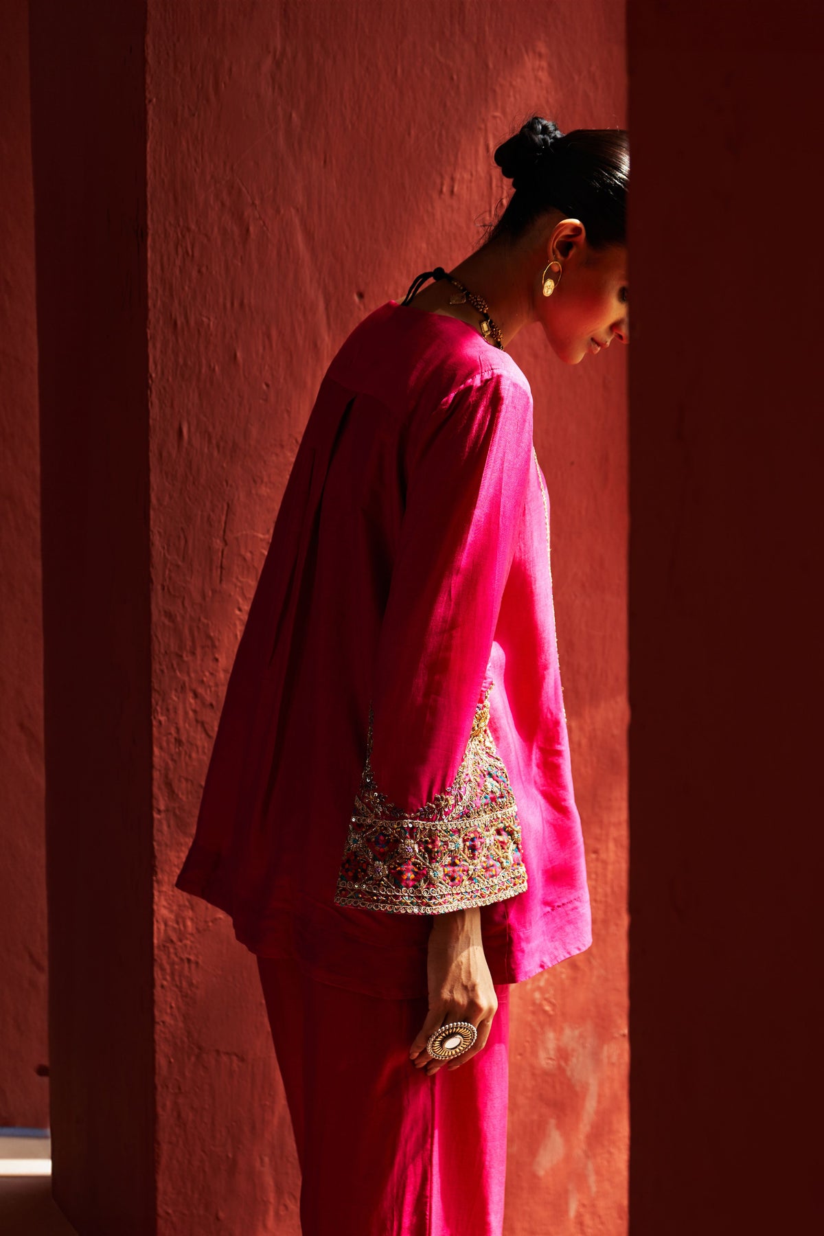 Pink Embroidered Kurta Set