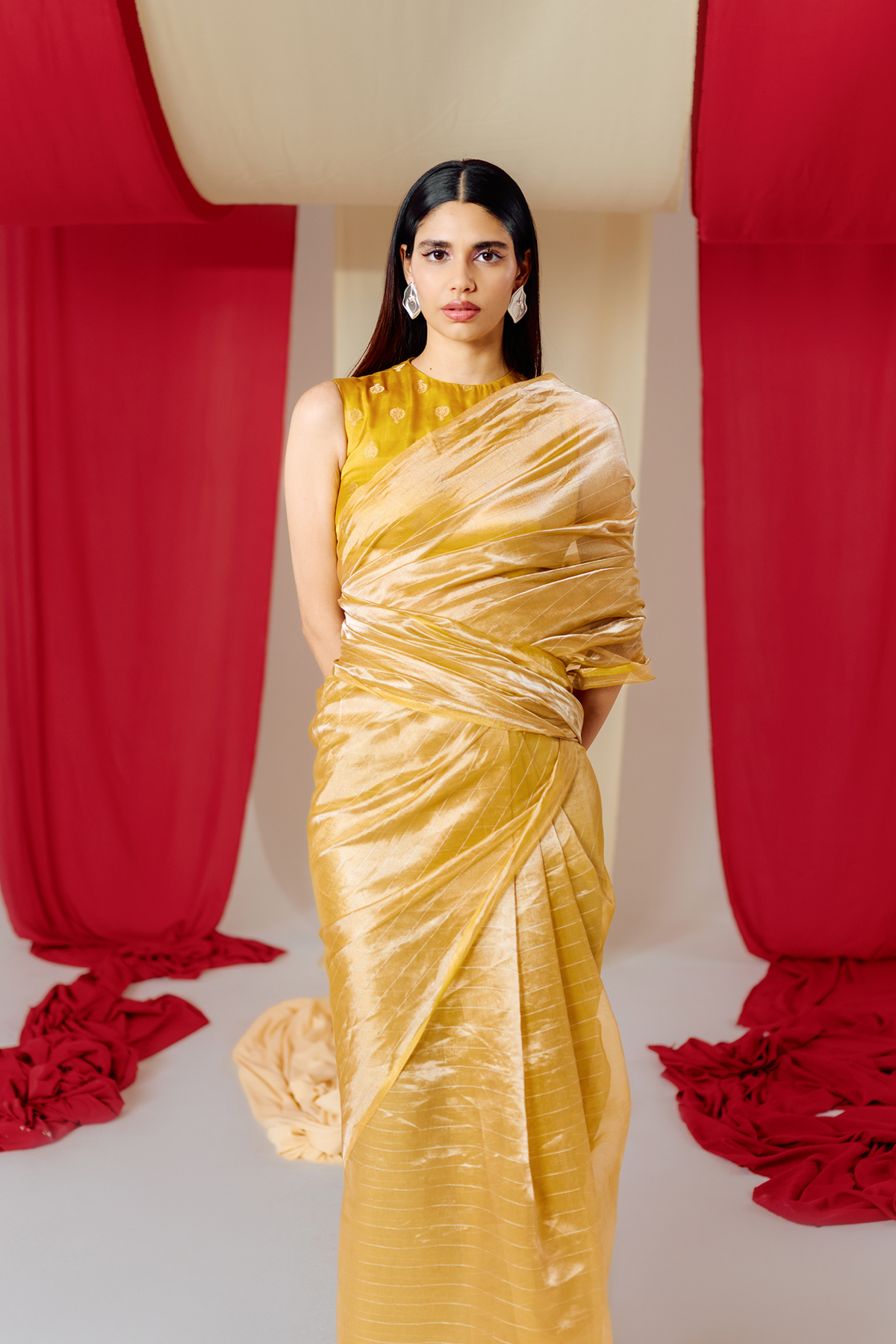 Handwoven Yellow Tissue Saree