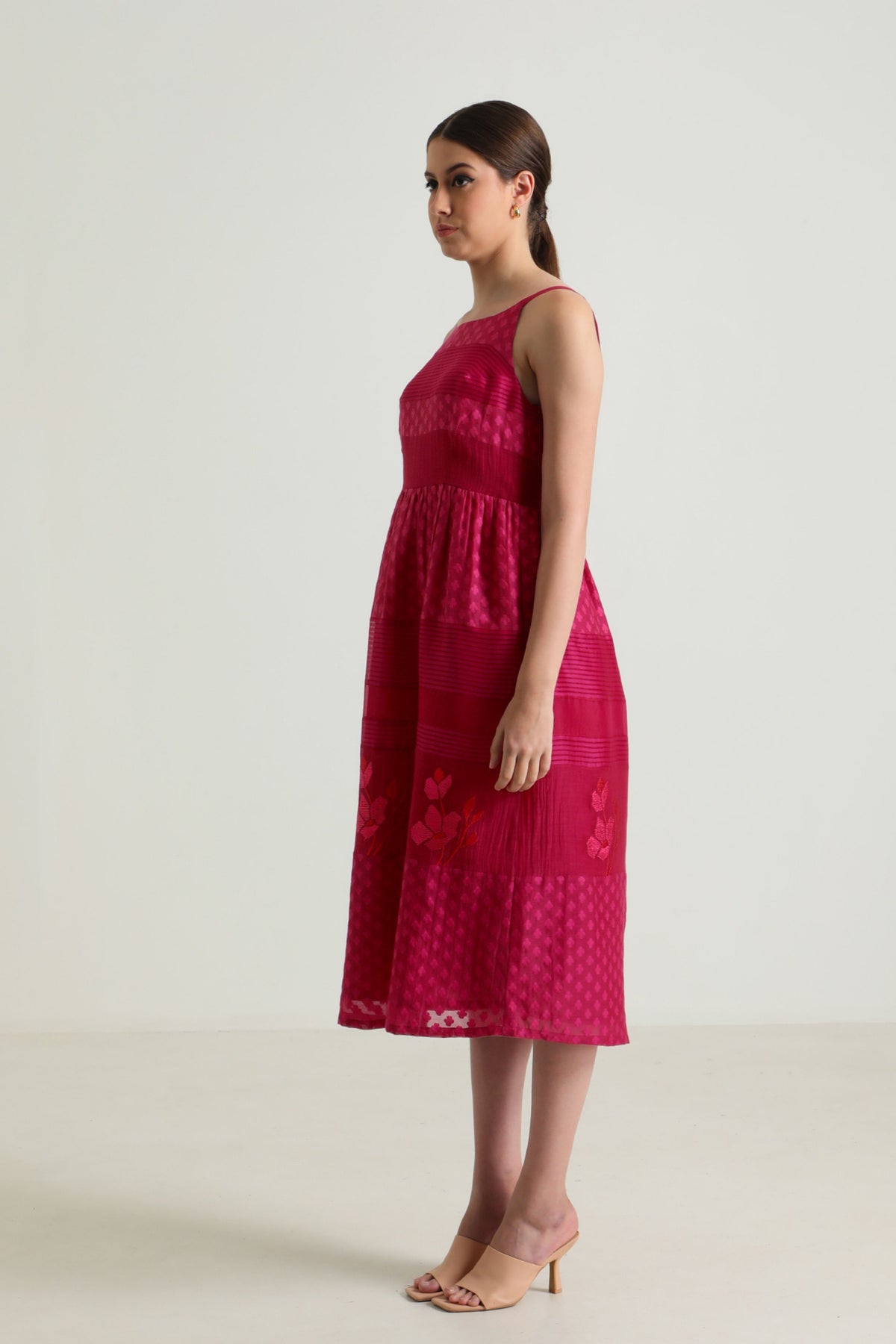 Fuchsia  Embroidery Dress