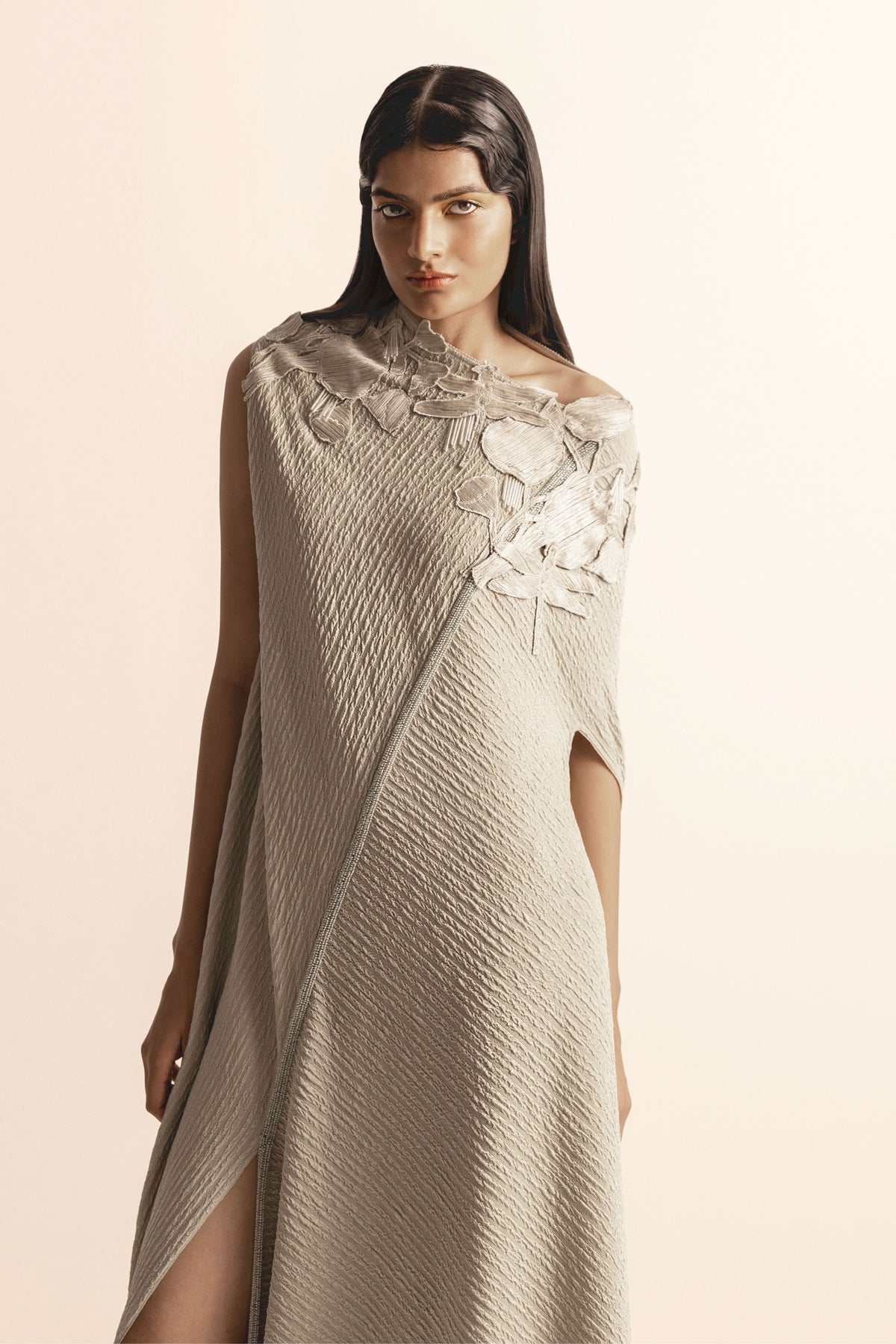 Nadru Asymmetrical Knit Draped Dress