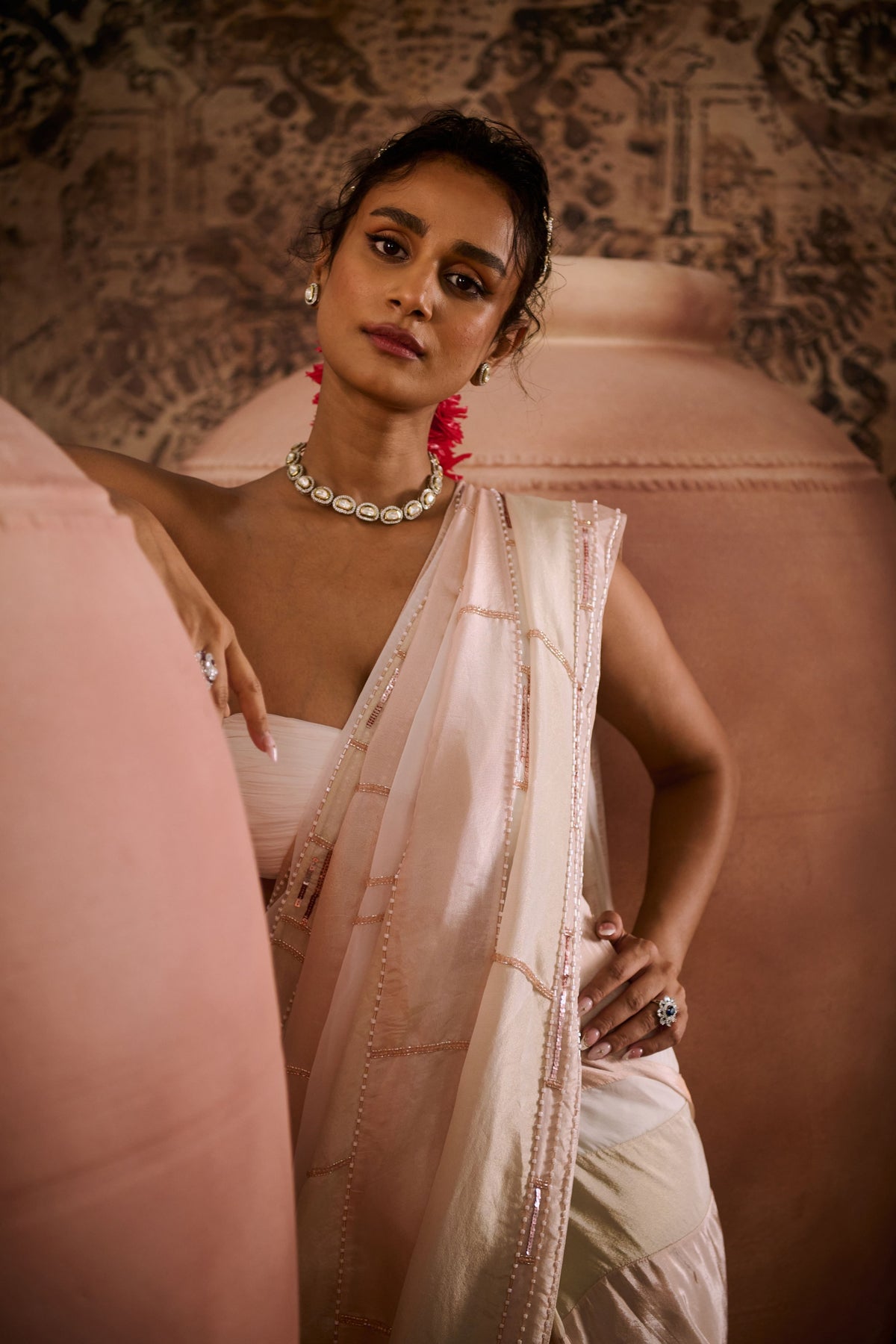 White Embroidered Saree