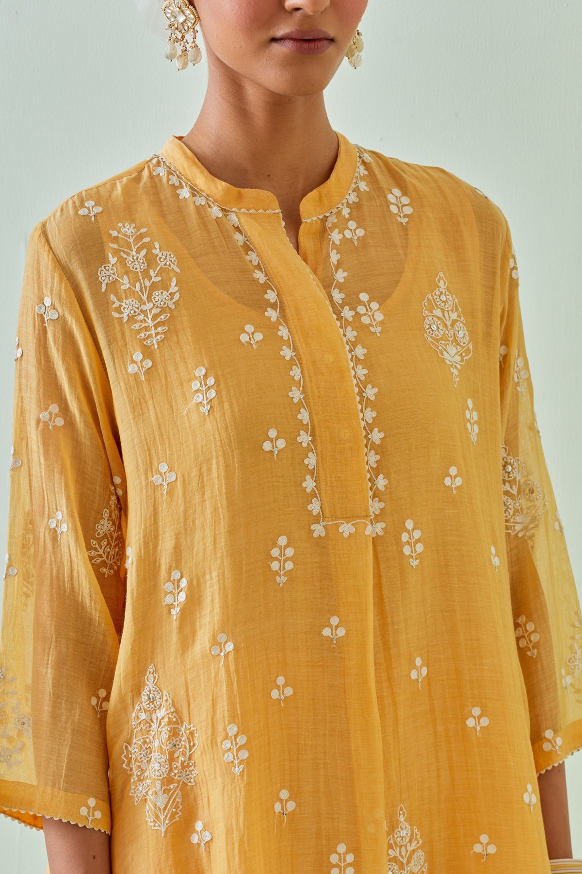 Yellow Dori Embroidery Kurta Set