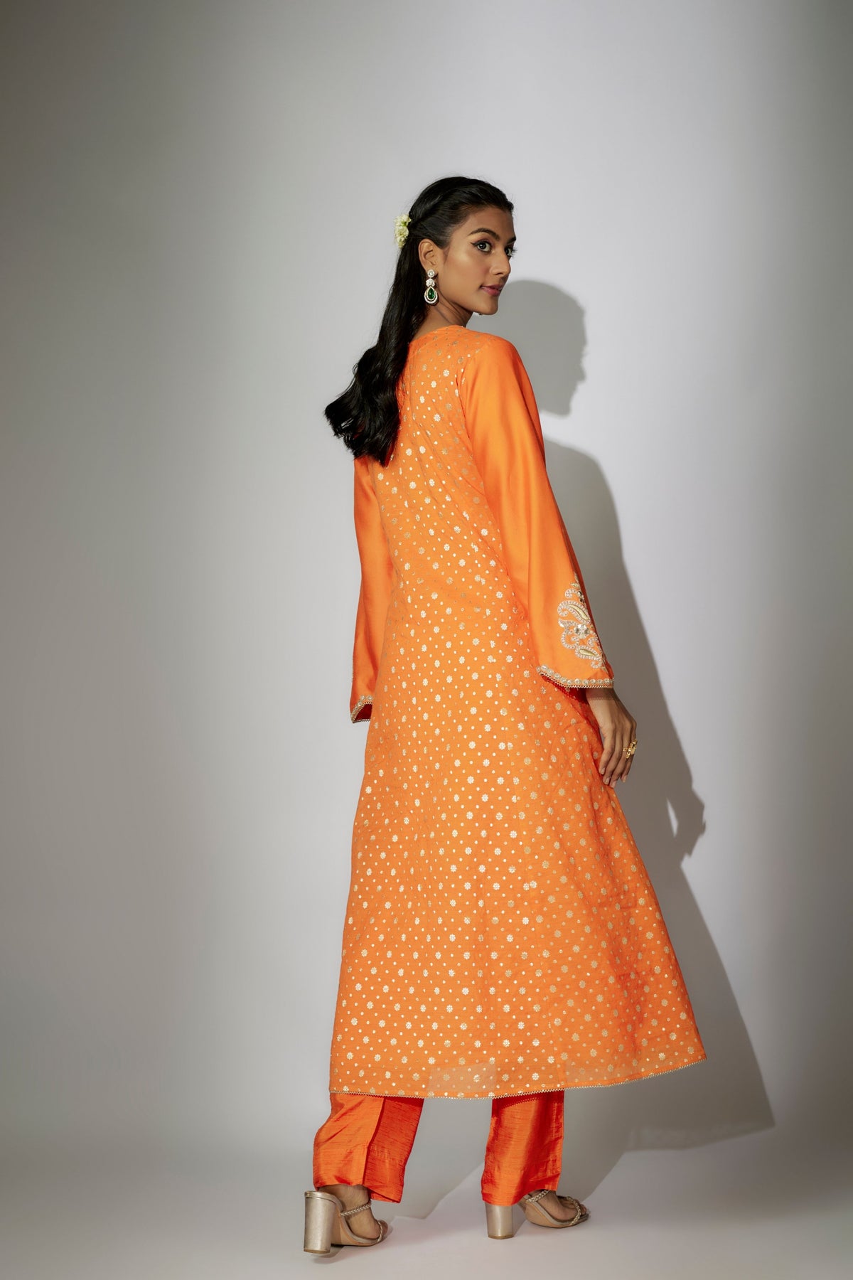 Orange Chanderi Kurta Set