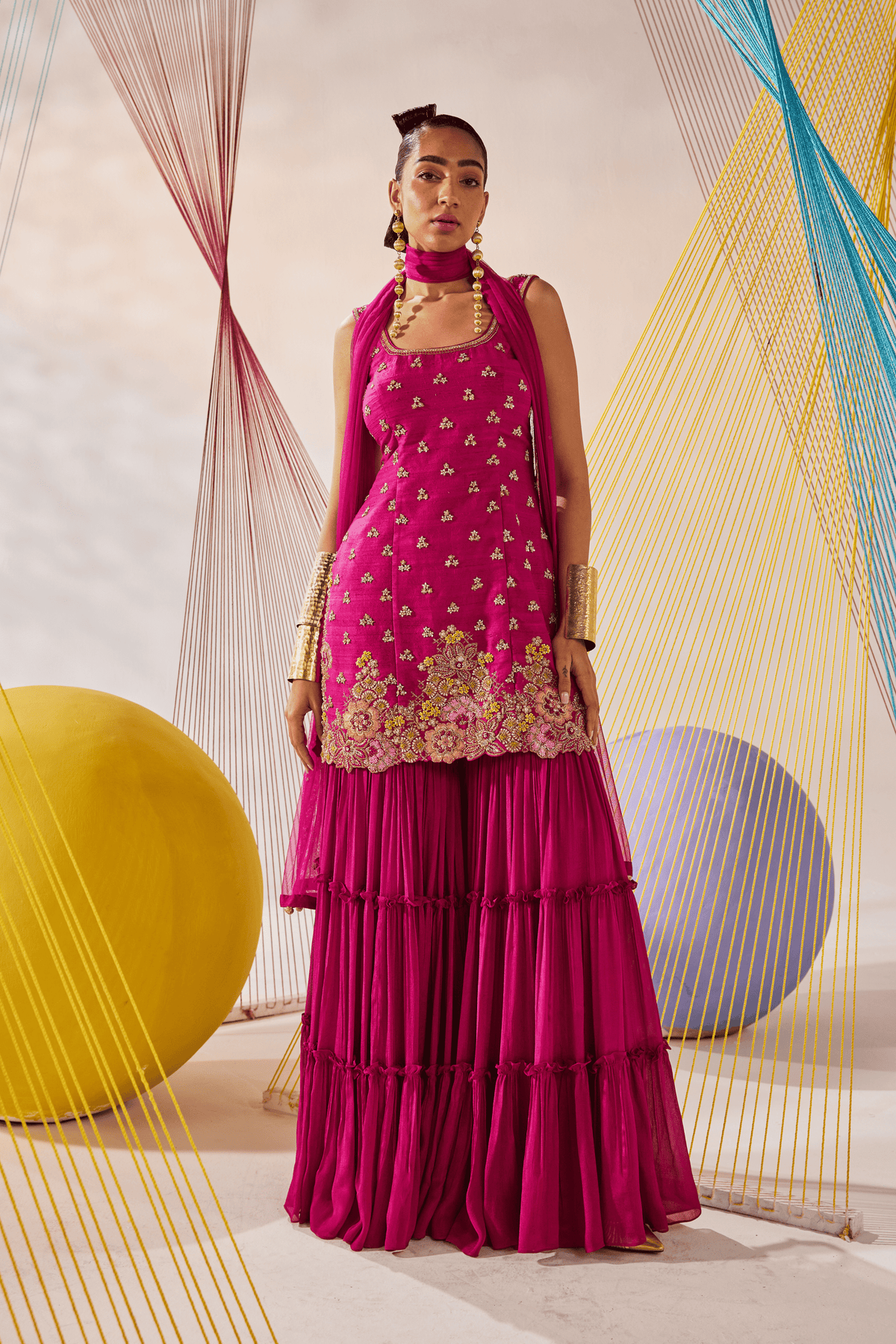 Magenta Pink Tarangita Sharara Set