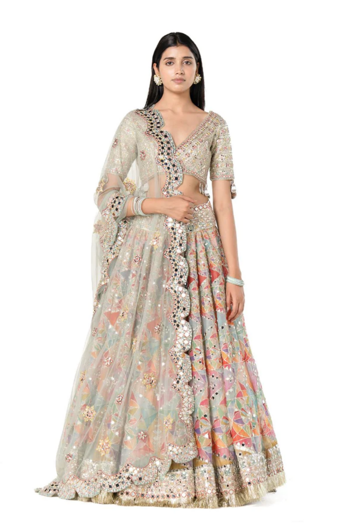 Printed Multicoloured Lehenga Set