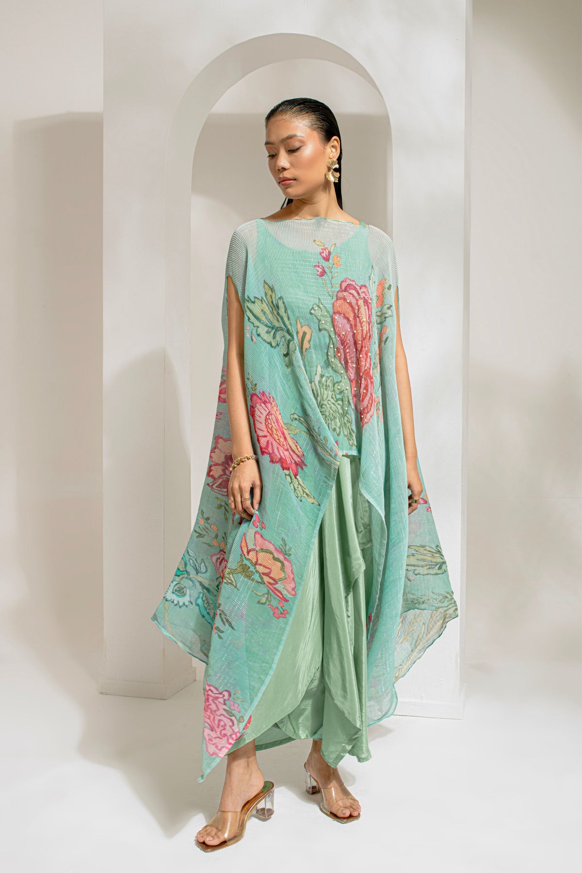 Green Hp Kaftan And Dhoti